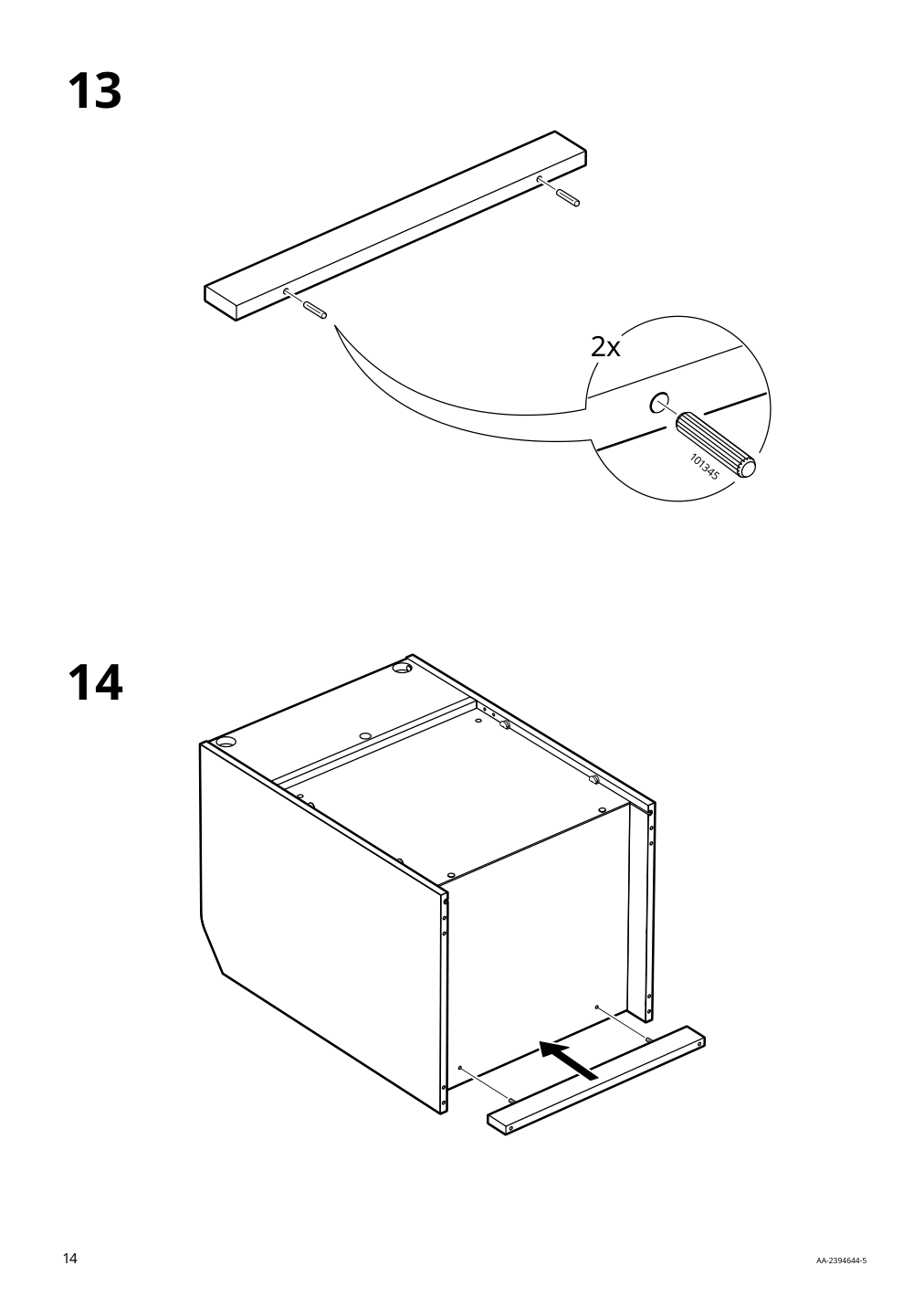 Assembly instructions for IKEA Hauga 2 drawer chest white | Page 14 - IKEA HAUGA 2-drawer chest 105.728.24