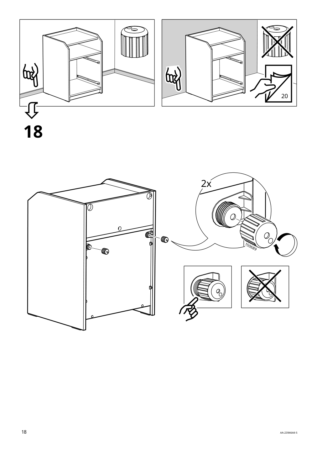 Assembly instructions for IKEA Hauga 2 drawer chest white | Page 18 - IKEA HAUGA 2-drawer chest 105.728.24