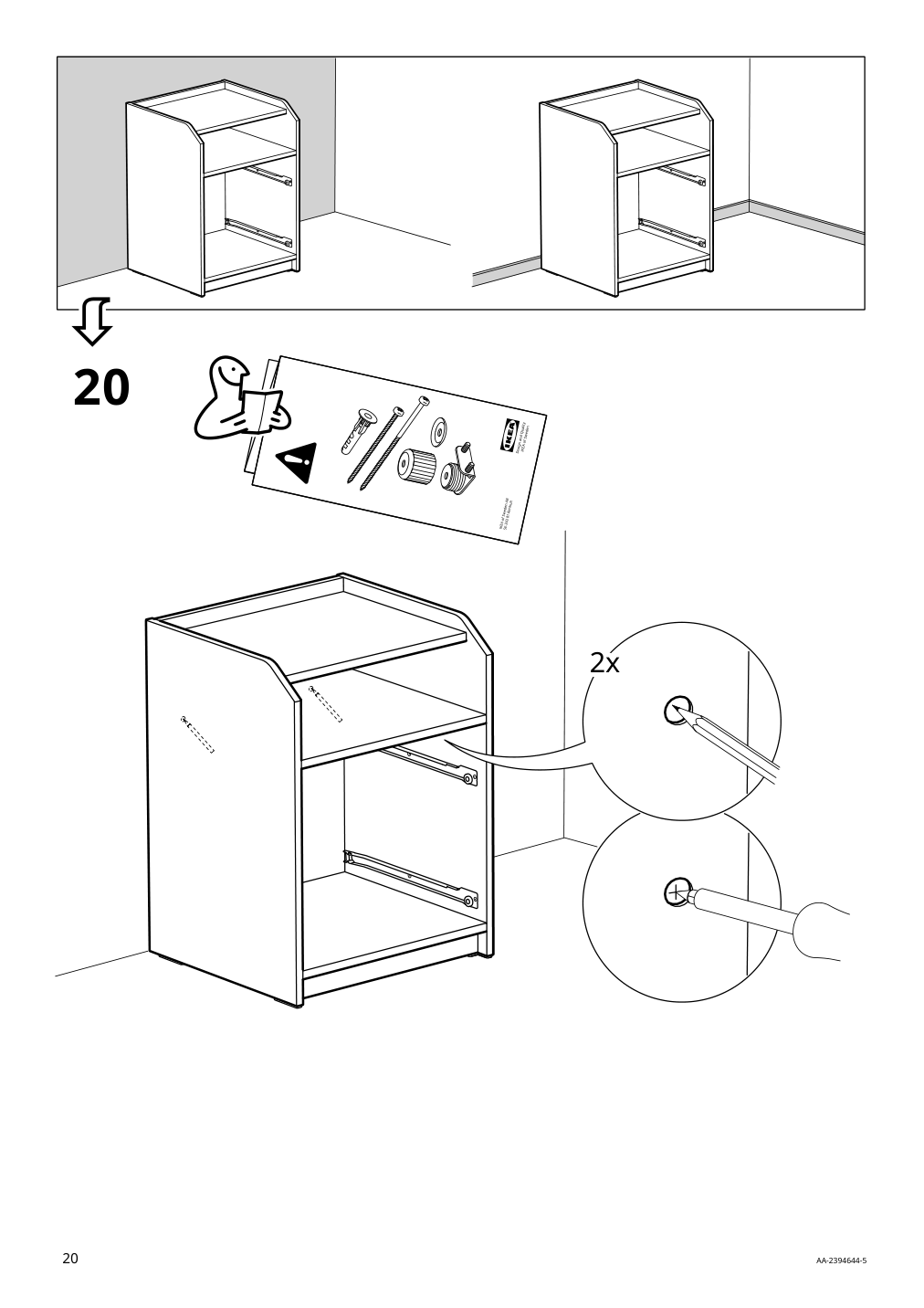 Assembly instructions for IKEA Hauga 2 drawer chest white | Page 20 - IKEA HAUGA 2-drawer chest 105.728.24