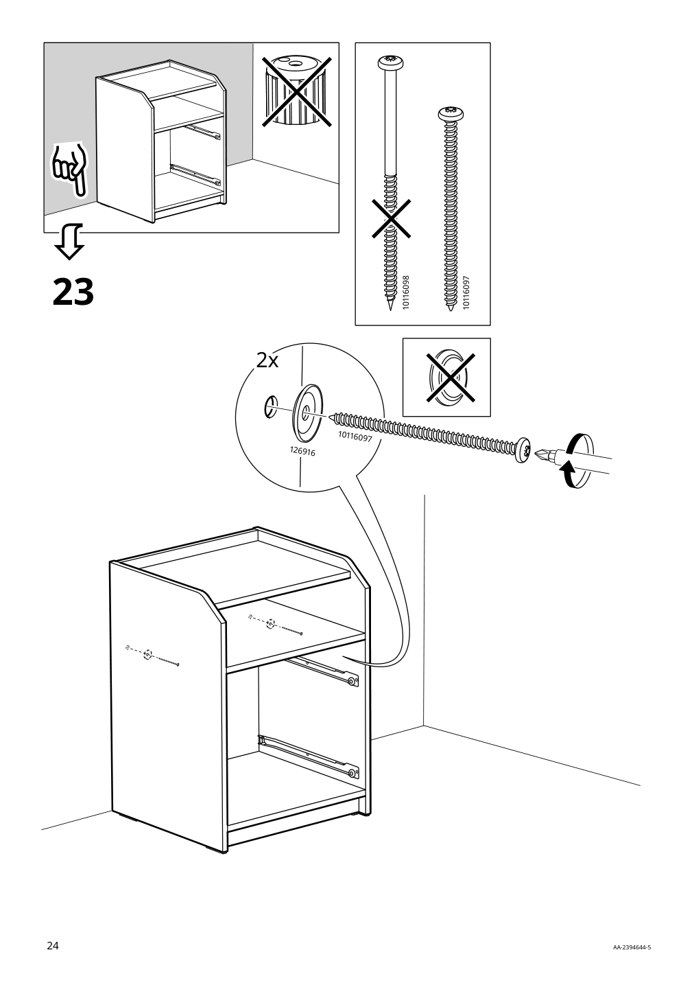 Assembly instructions for IKEA Hauga 2 drawer chest white | Page 24 - IKEA HAUGA 2-drawer chest 105.728.24