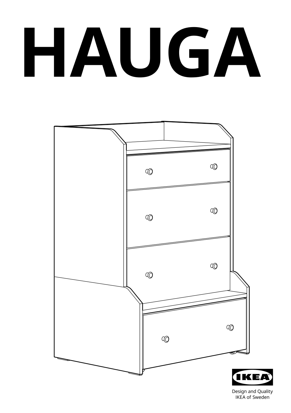 Assembly instructions for IKEA Hauga 4 drawer chest white | Page 1 - IKEA HAUGA storage combination with drawers 595.478.85