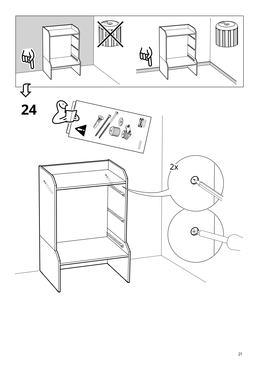 Assembly instructions for IKEA Hauga 4 drawer chest white | Page 21 - IKEA HAUGA storage combination with drawers 595.478.85