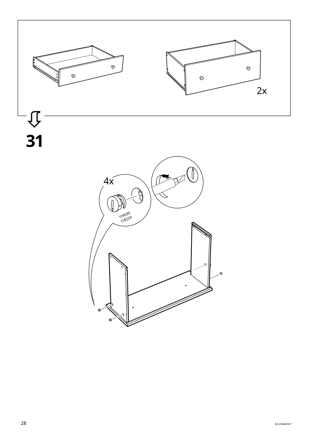 Assembly instructions for IKEA Hauga 4 drawer chest white | Page 28 - IKEA HAUGA storage combination with drawers 595.478.85