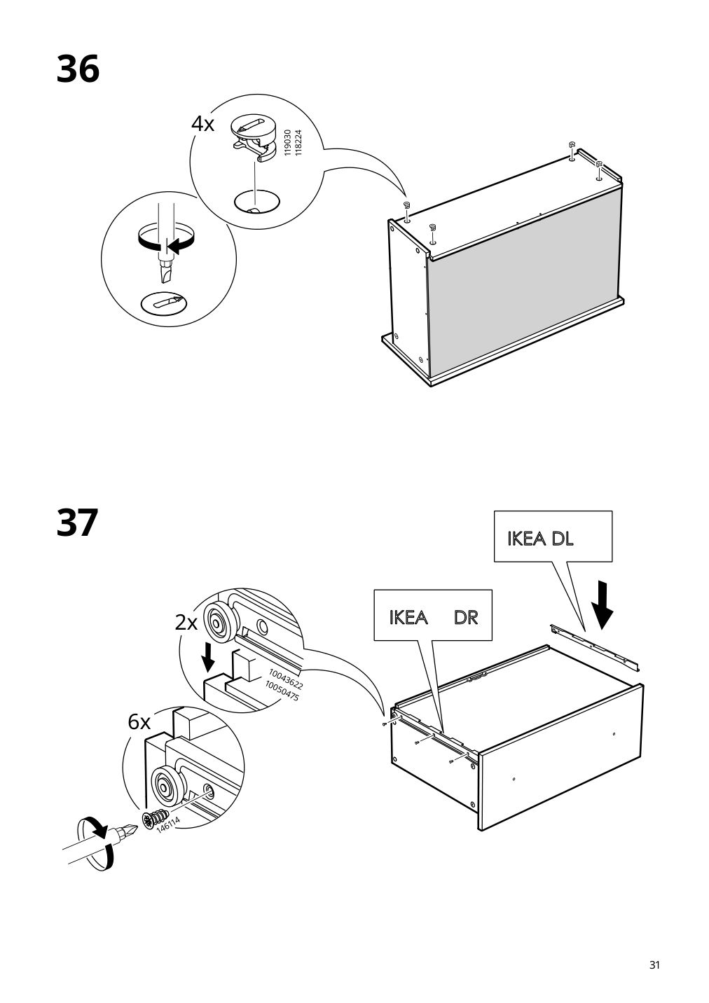 Assembly instructions for IKEA Hauga 4 drawer chest white | Page 31 - IKEA HAUGA storage combination with drawers 595.478.85