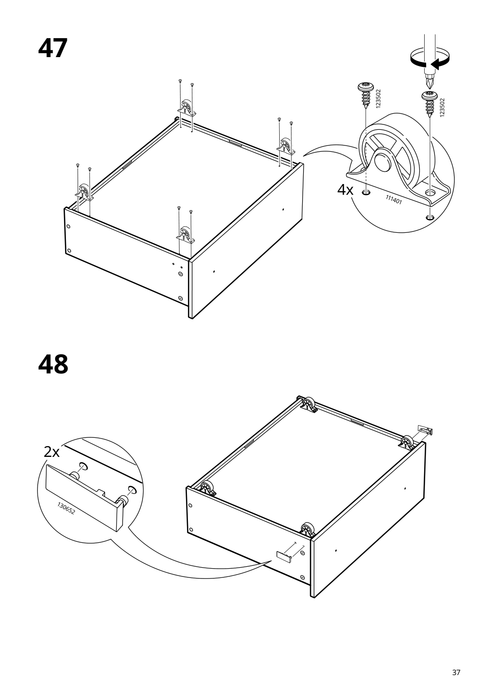 Assembly instructions for IKEA Hauga 4 drawer chest white | Page 37 - IKEA HAUGA storage combination with drawers 595.478.85