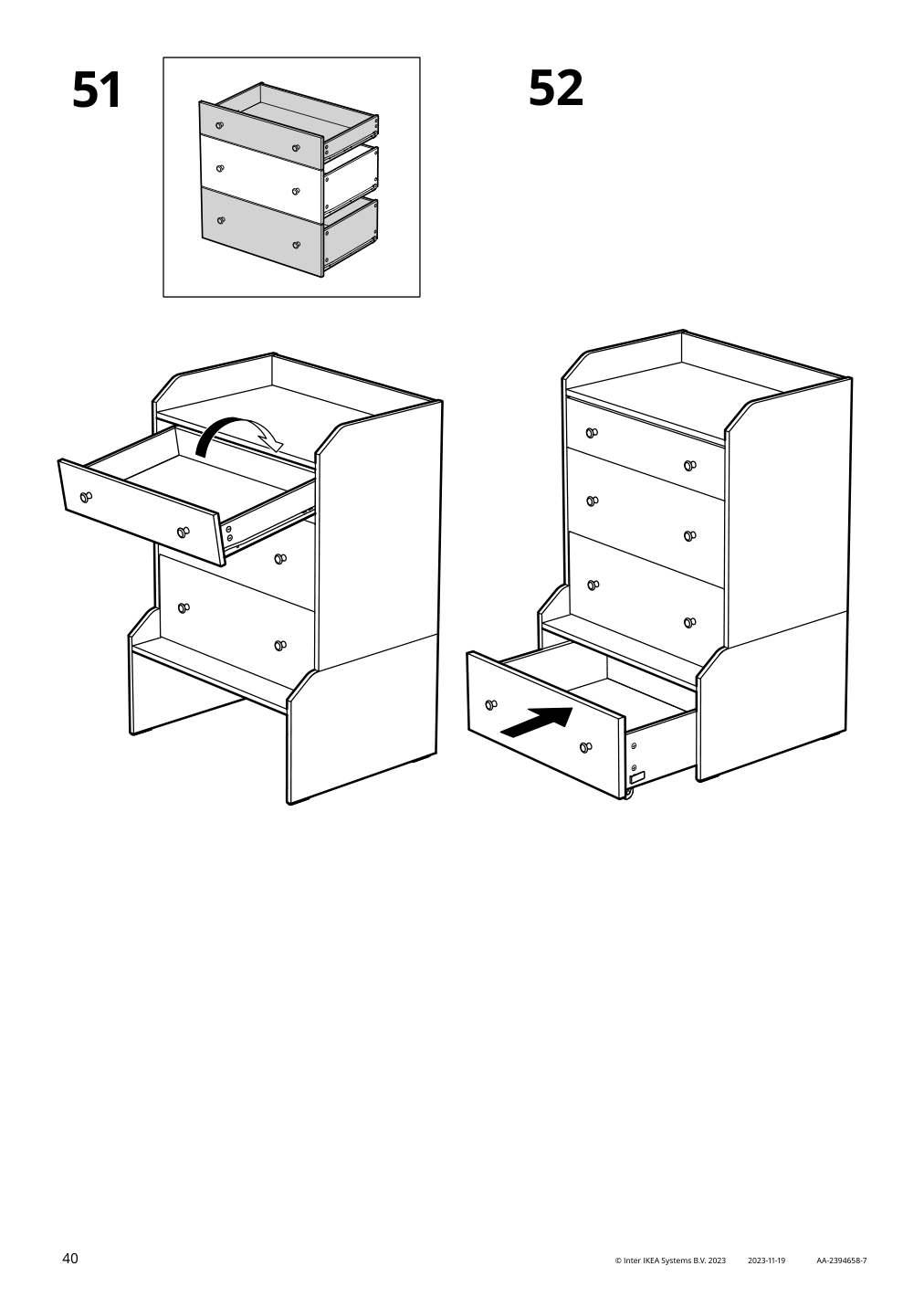 Assembly instructions for IKEA Hauga 4 drawer chest white | Page 40 - IKEA HAUGA storage combination with drawers 595.478.85