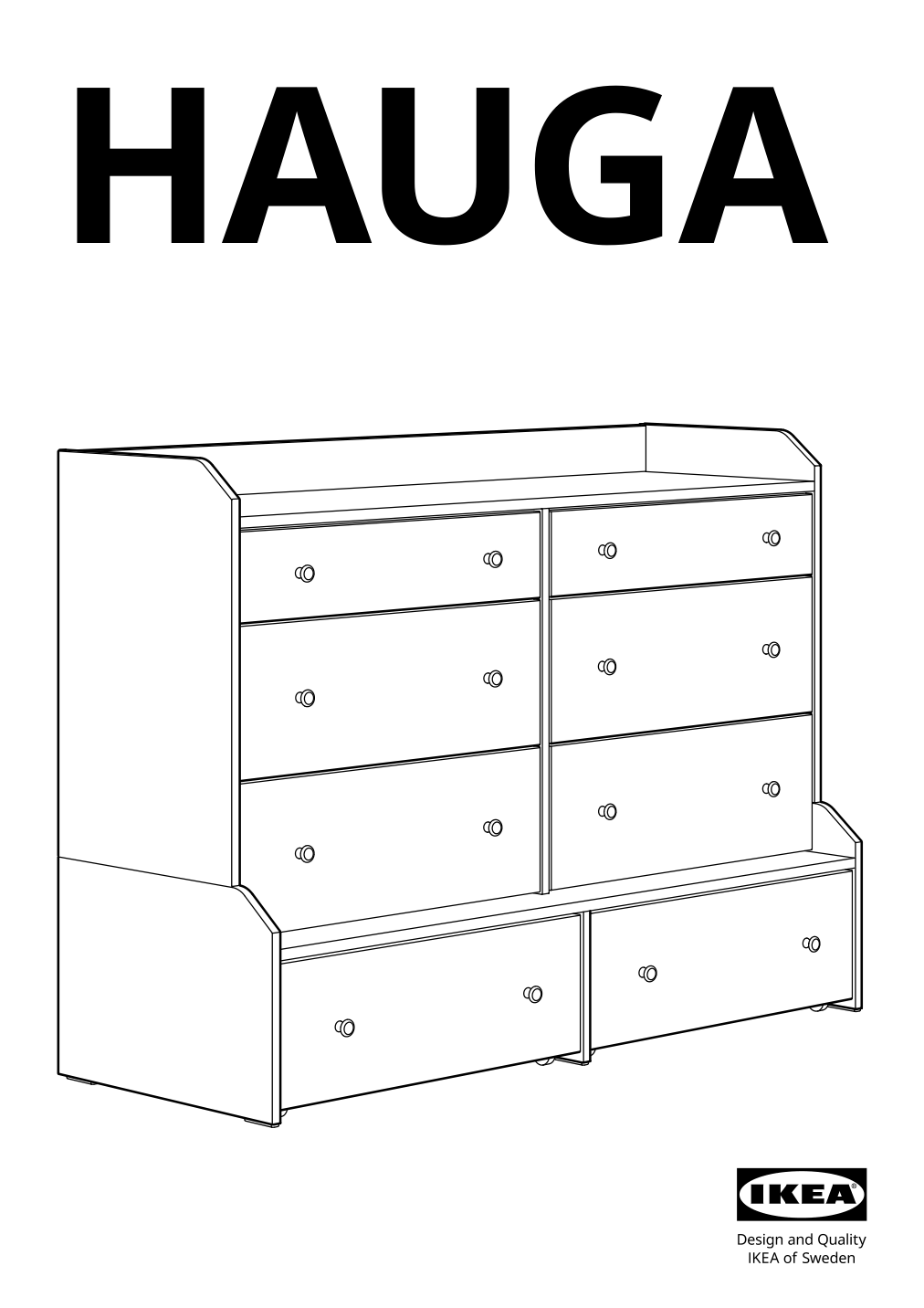 Assembly instructions for IKEA Hauga 8 drawer dresser white | Page 1 - IKEA HAUGA 8-drawer dresser 305.728.23