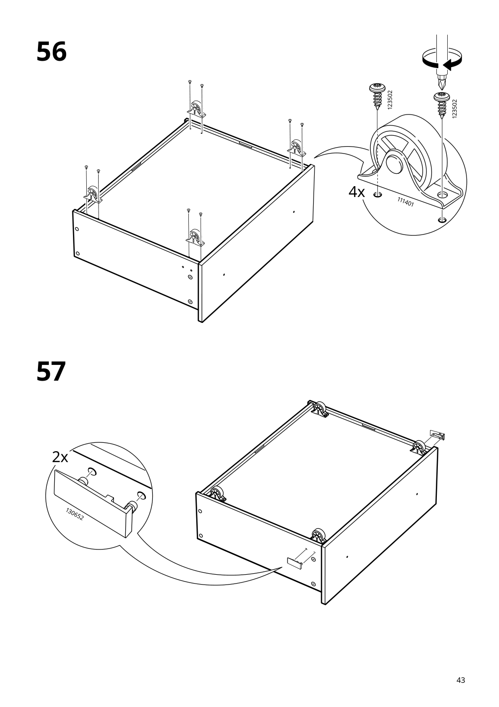 Assembly instructions for IKEA Hauga 8 drawer dresser white | Page 43 - IKEA HAUGA 8-drawer dresser 305.728.23