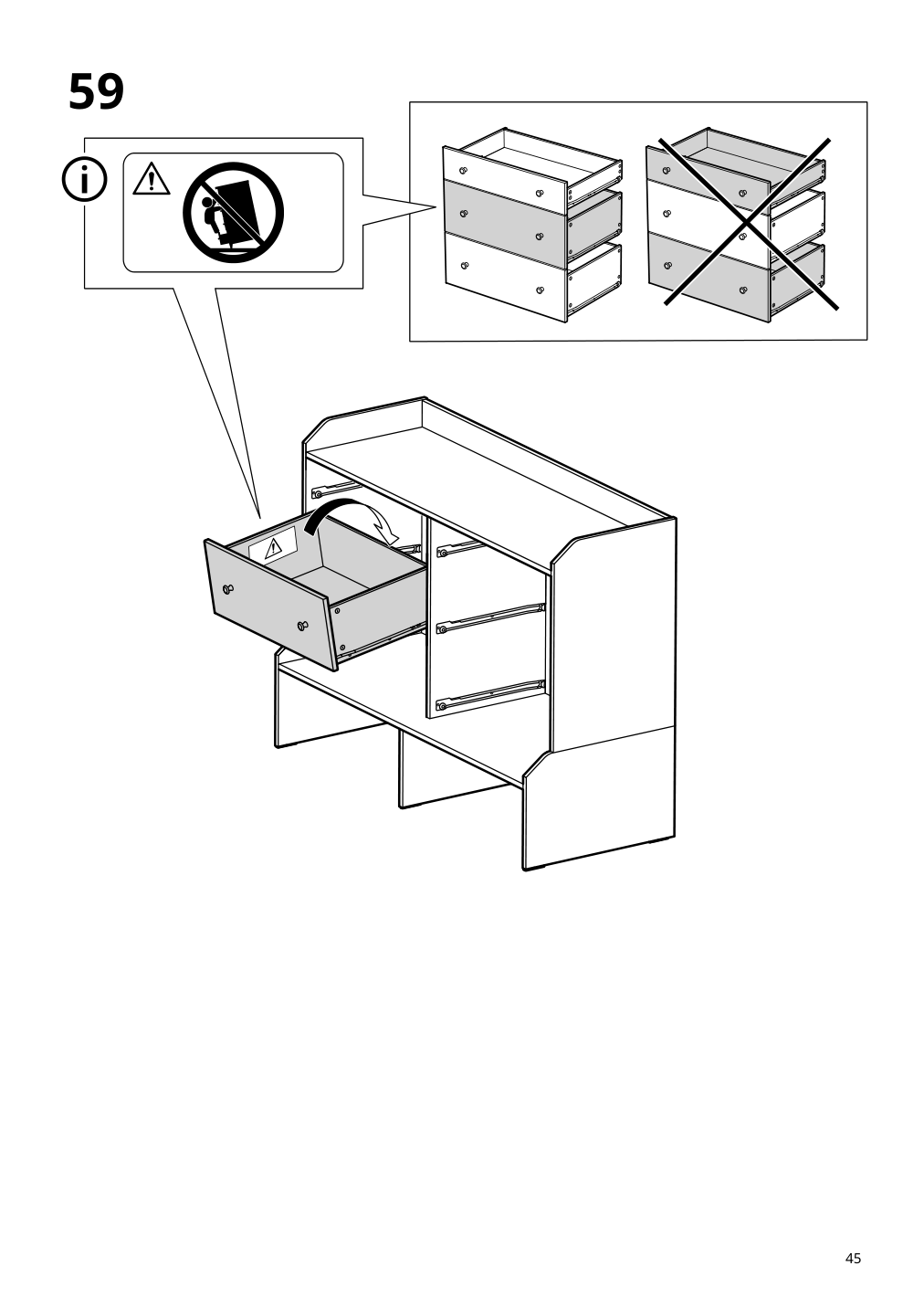 Assembly instructions for IKEA Hauga 8 drawer dresser white | Page 45 - IKEA HAUGA 8-drawer dresser 305.728.23