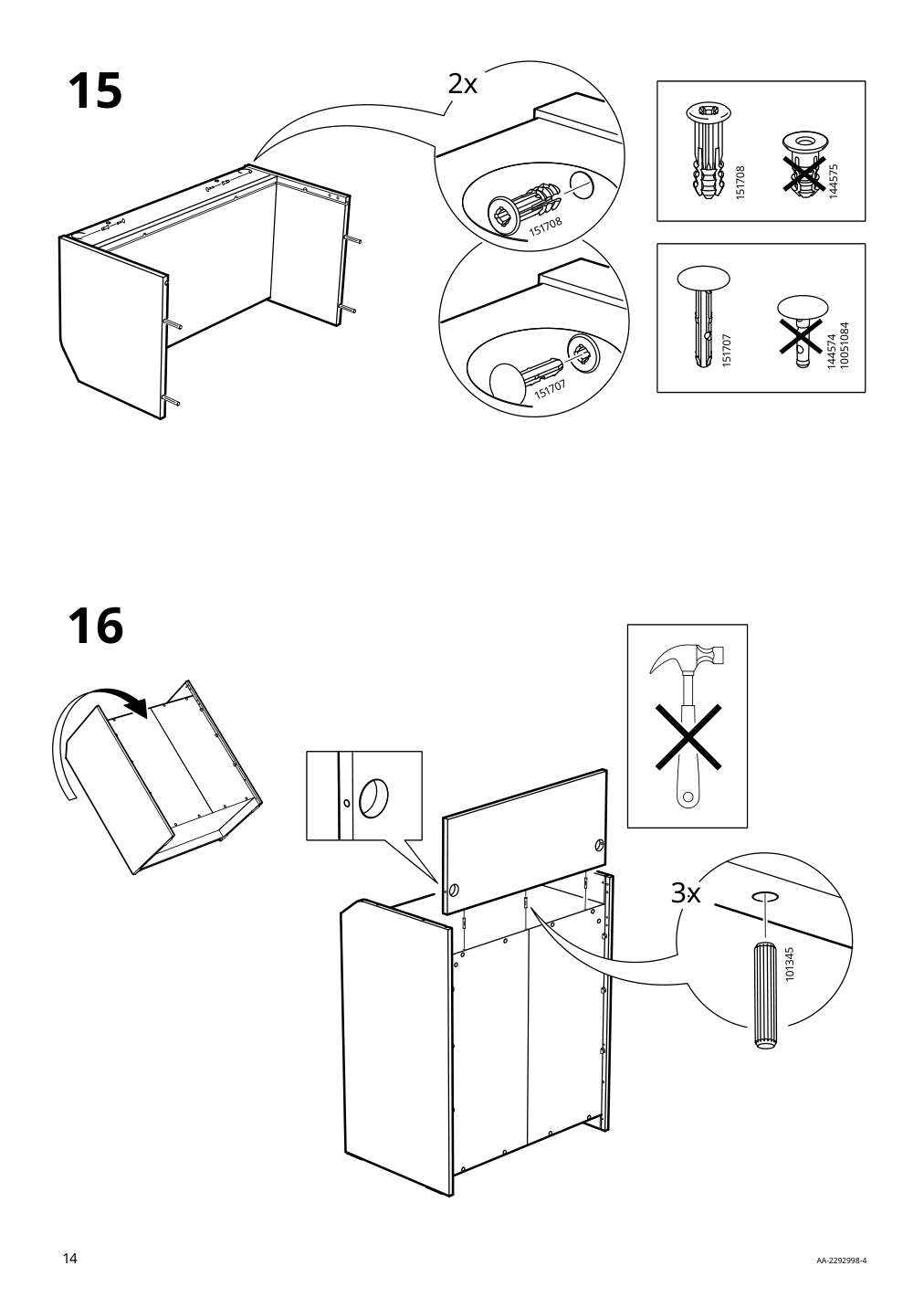 Assembly instructions for IKEA Hauga cabinet with 2 doors gray | Page 14 - IKEA HAUGA/BLECKBERGET desk and storage combination 094.365.02