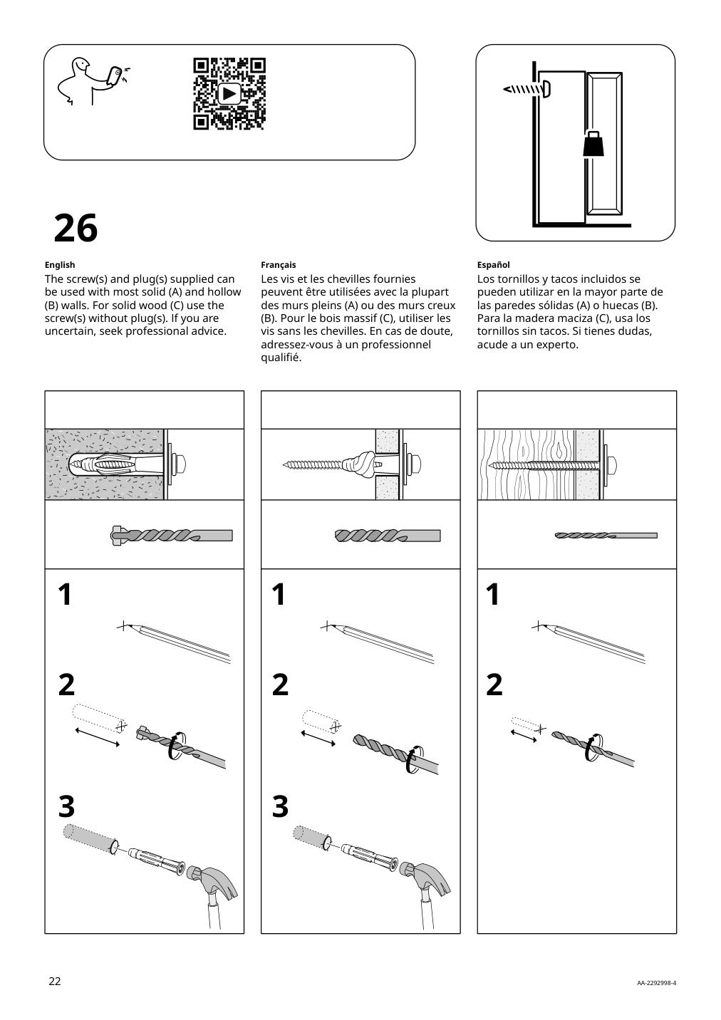 Assembly instructions for IKEA Hauga cabinet with 2 doors gray | Page 22 - IKEA HAUGA storage combination 693.886.35