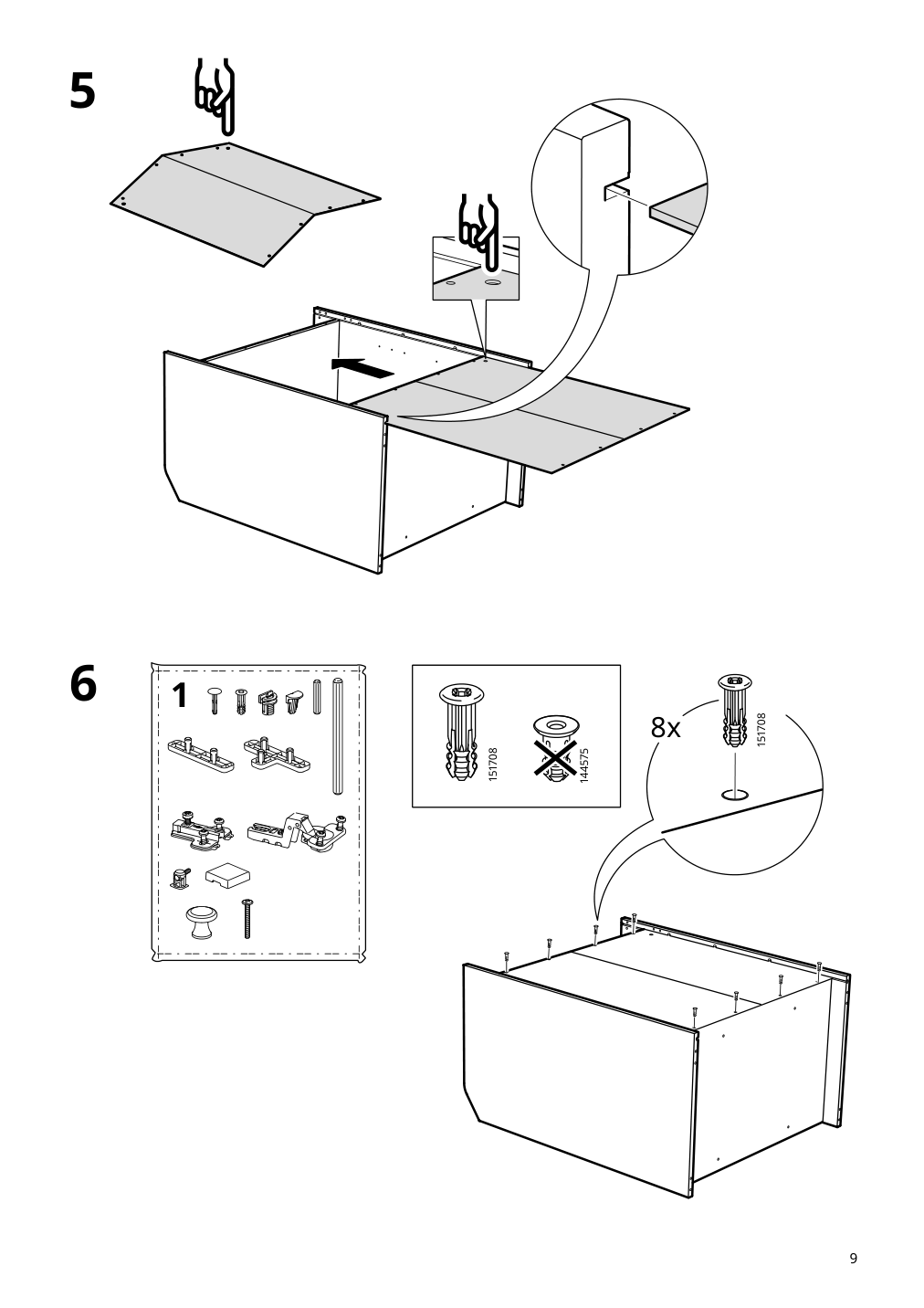 Assembly instructions for IKEA Hauga cabinet with 2 doors gray | Page 9 - IKEA HAUGA storage combination 693.886.35