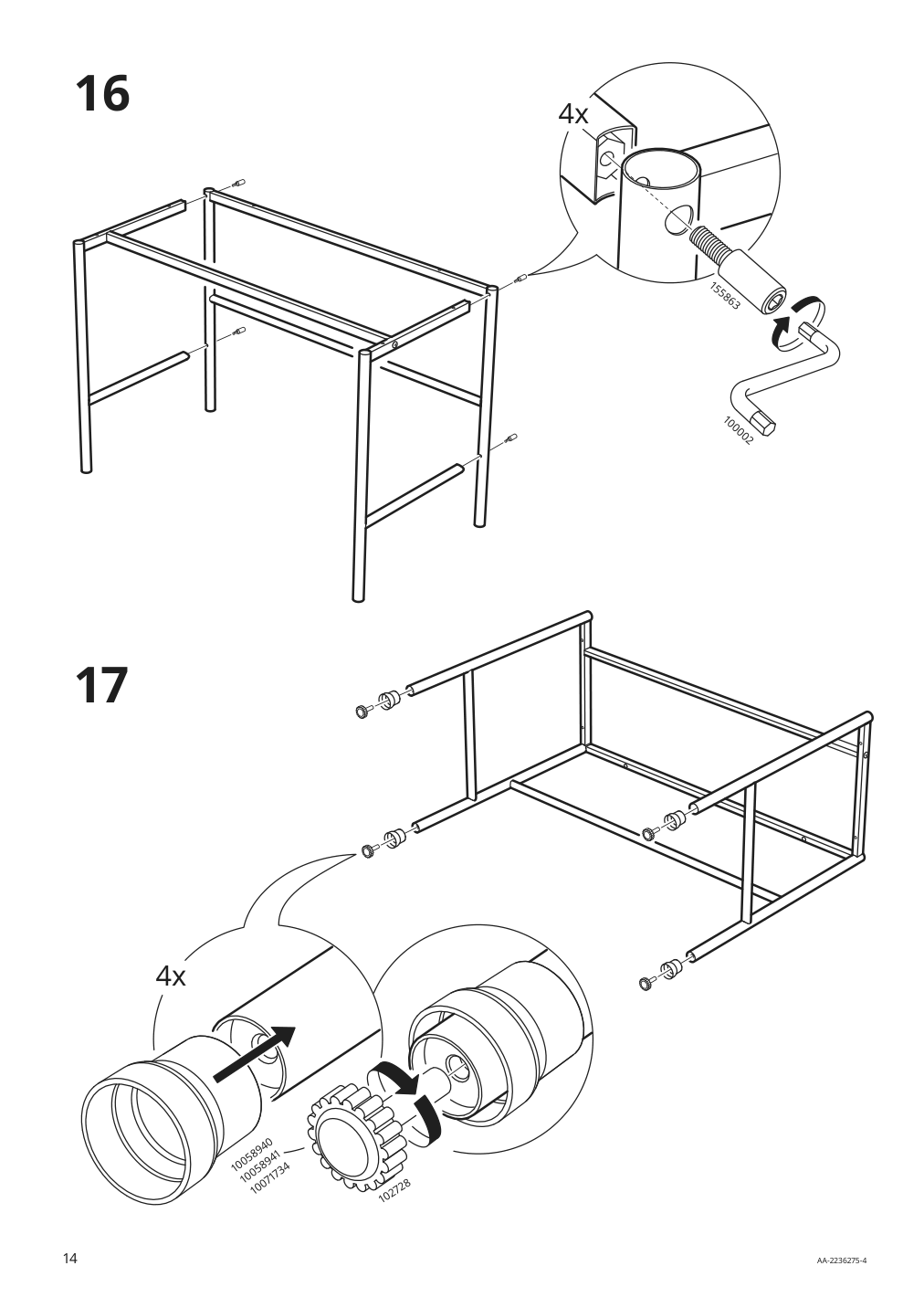 Assembly instructions for IKEA Hauga desk gray | Page 14 - IKEA HAUGA/BLECKBERGET desk and storage combination 094.365.02