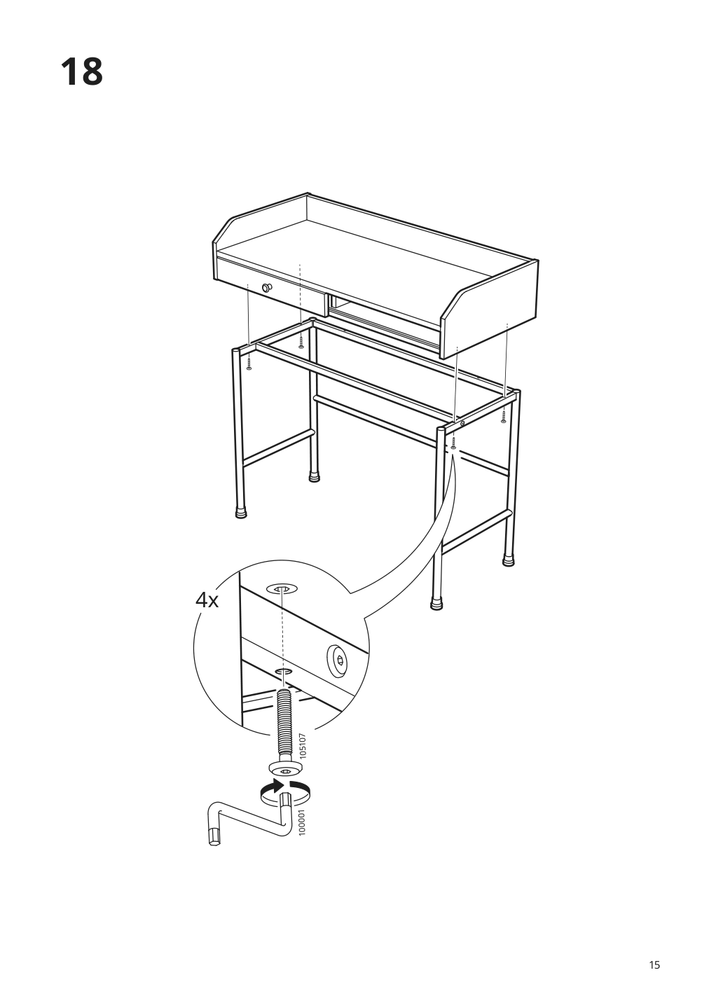 Assembly instructions for IKEA Hauga desk gray | Page 15 - IKEA HAUGA/BLECKBERGET desk and storage combination 094.365.02