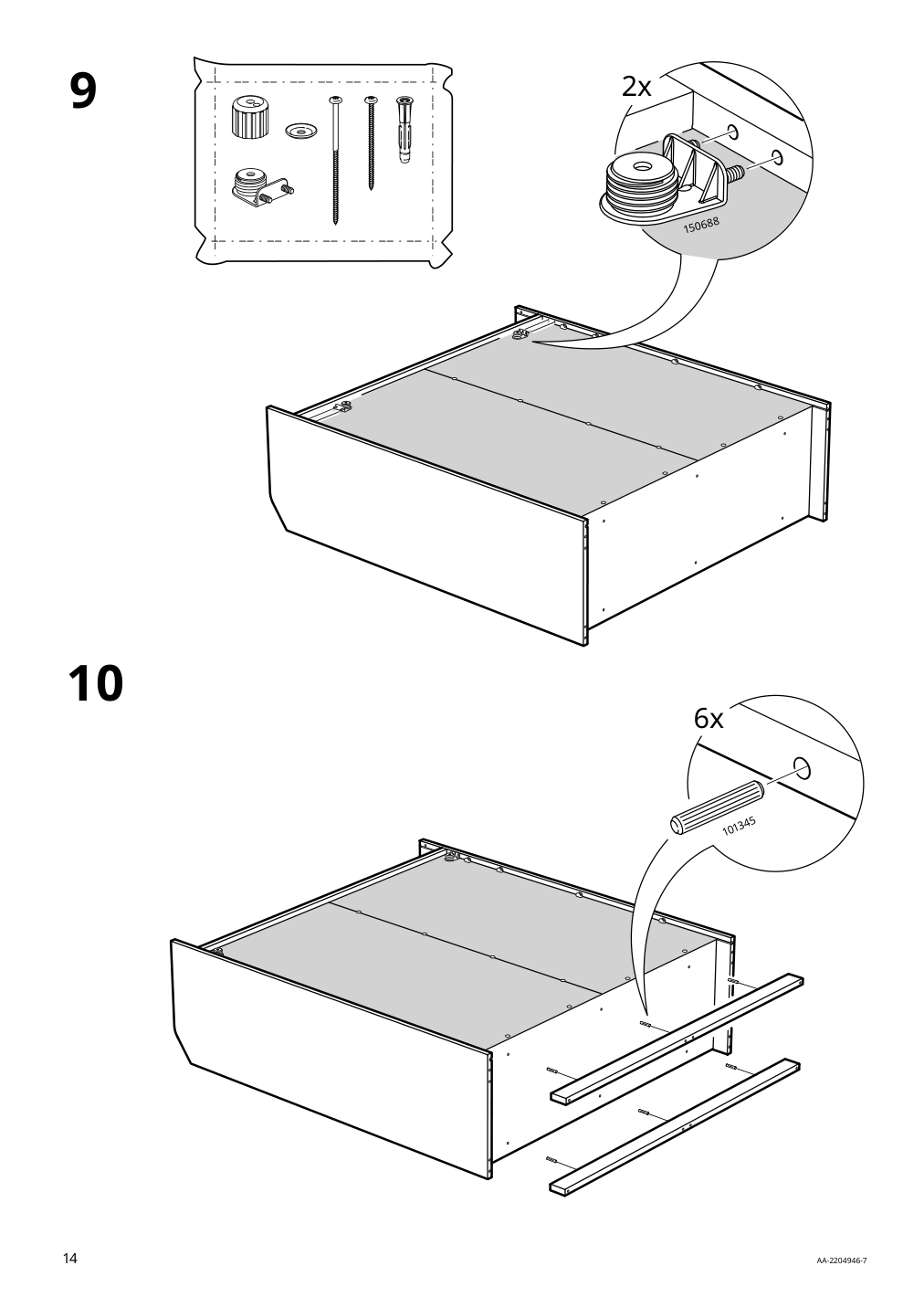 Assembly instructions for IKEA Hauga glass door cabinet white | Page 14 - IKEA HAUGA storage combination 893.886.44