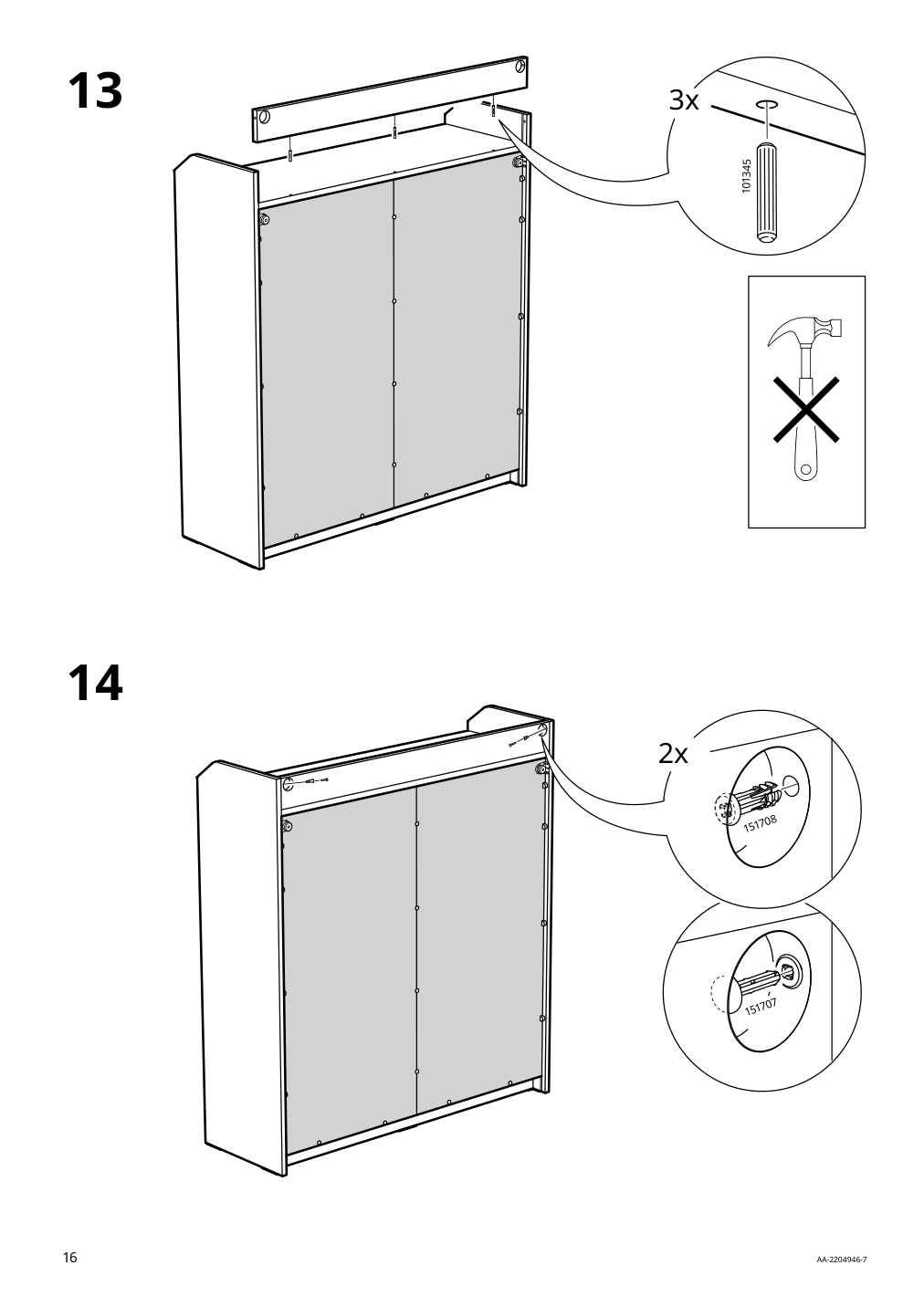 Assembly instructions for IKEA Hauga glass door cabinet gray | Page 16 - IKEA HAUGA storage combination 093.886.43