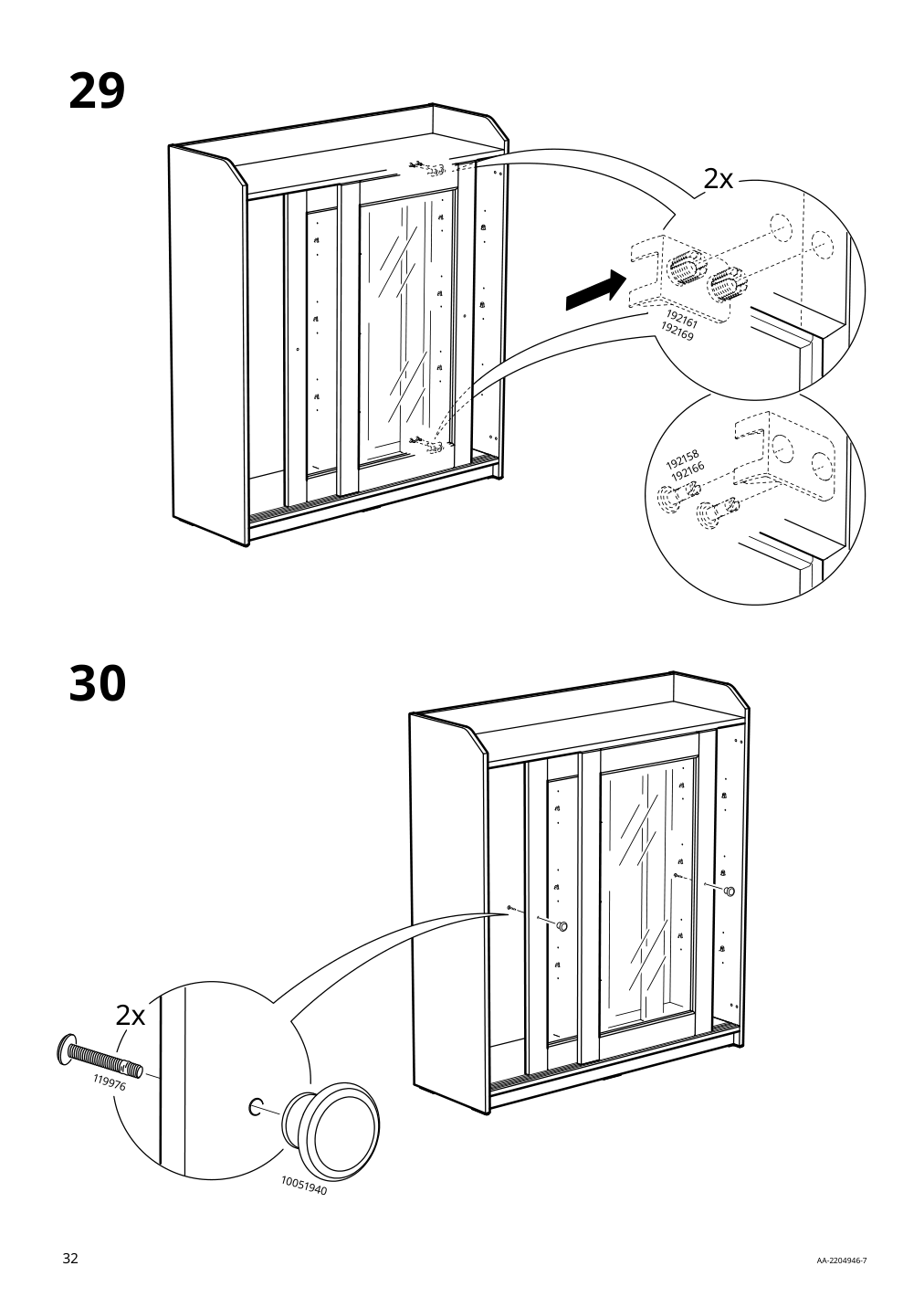 Assembly instructions for IKEA Hauga glass door cabinet gray | Page 32 - IKEA HAUGA storage combination 093.886.43