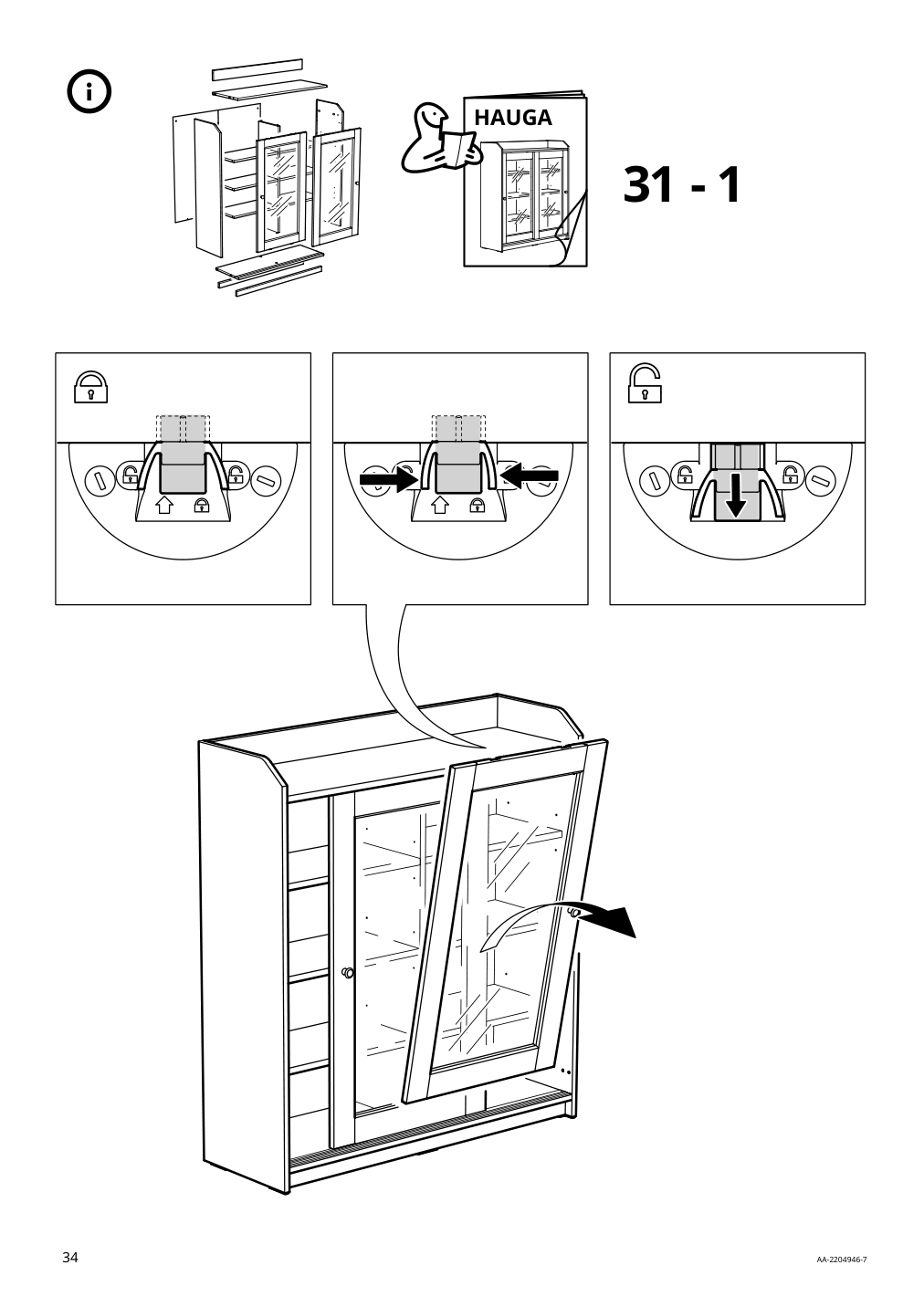 Assembly instructions for IKEA Hauga glass door cabinet gray | Page 34 - IKEA HAUGA glass-door cabinet 804.150.48