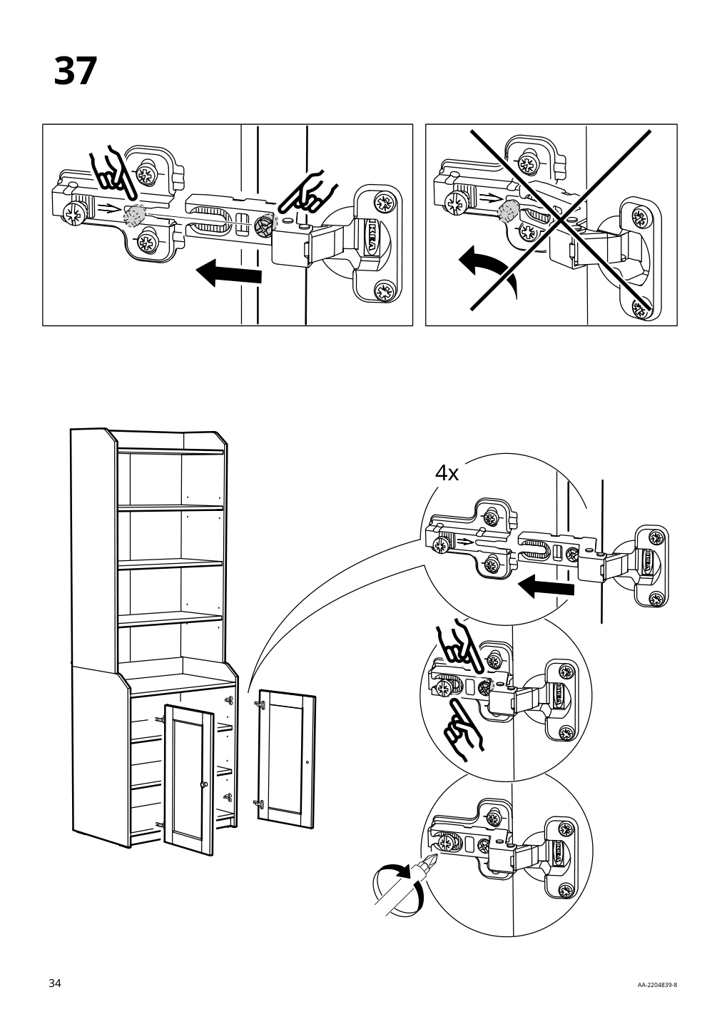 Assembly instructions for IKEA Hauga high cabinet with 2 doors gray | Page 34 - IKEA HAUGA TV/storage combination 993.884.41