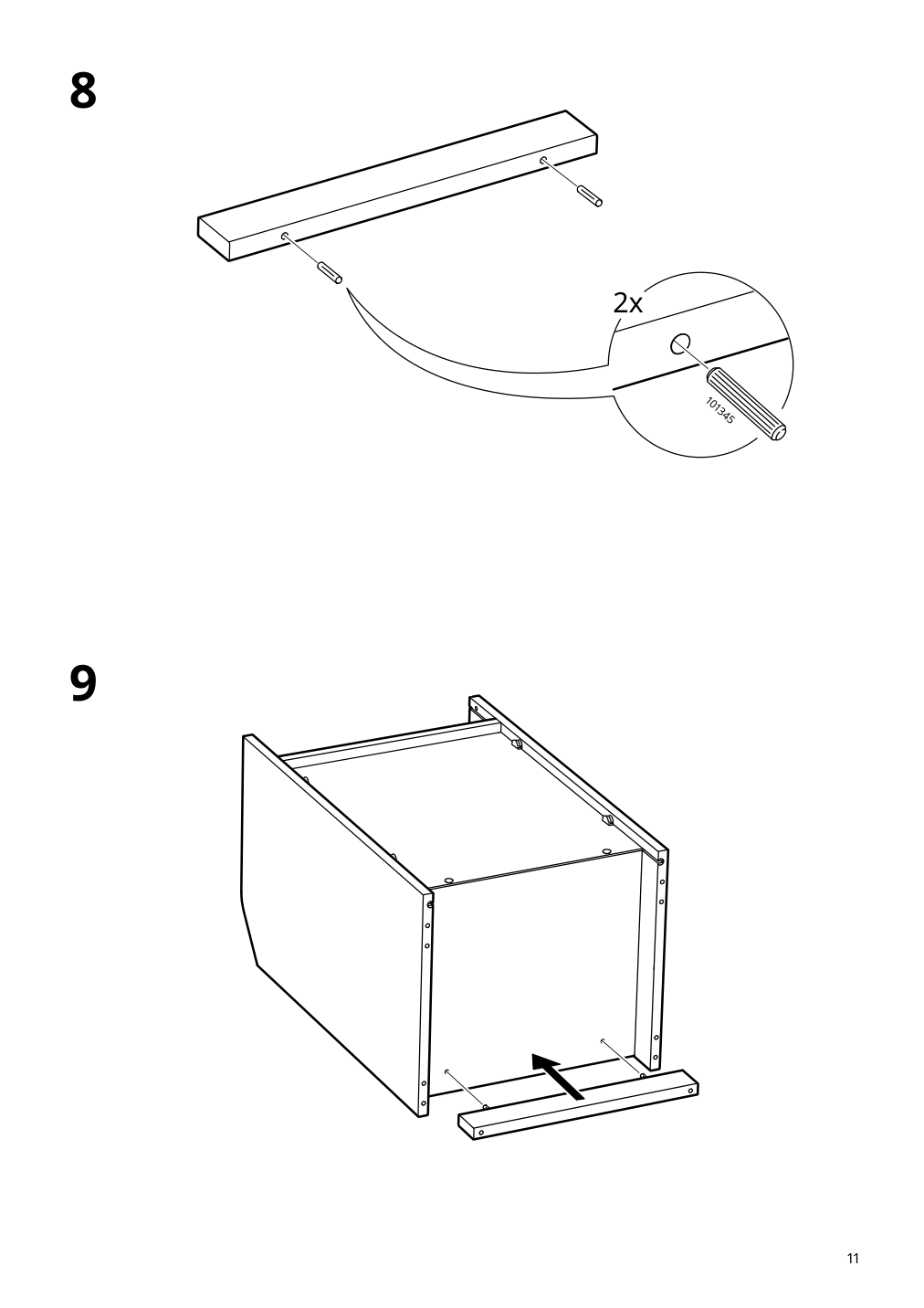 Assembly instructions for IKEA Hauga nightstand gray | Page 11 - IKEA HAUGA bedroom furniture, set of 3 894.845.08