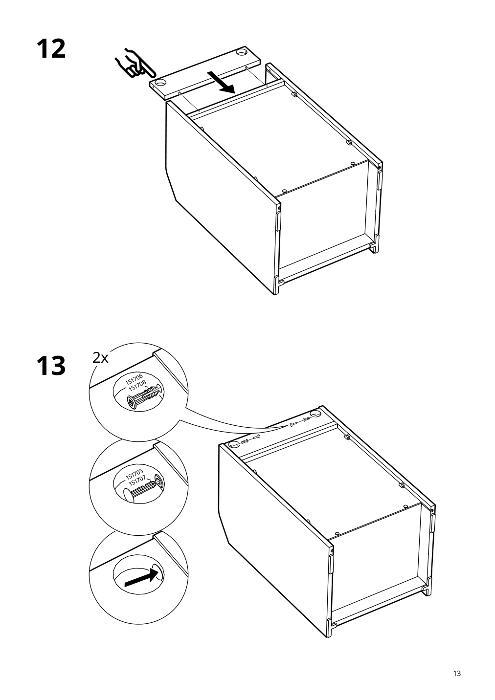 Assembly instructions for IKEA Hauga nightstand gray | Page 13 - IKEA HAUGA bedroom furniture, set of 2 694.845.09