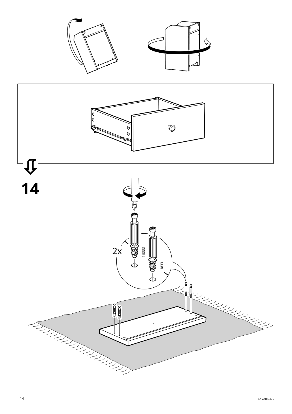 Assembly instructions for IKEA Hauga nightstand white | Page 14 - IKEA HAUGA bedroom furniture, set of 3 294.833.85