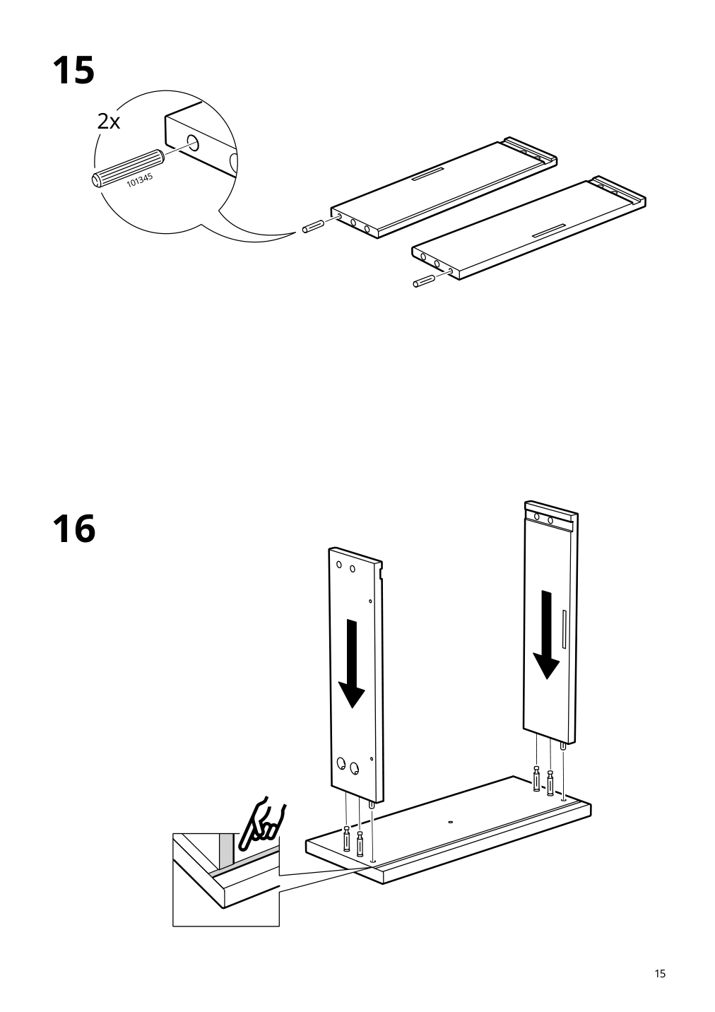 Assembly instructions for IKEA Hauga nightstand gray | Page 15 - IKEA HAUGA bedroom furniture, set of 3 894.845.08