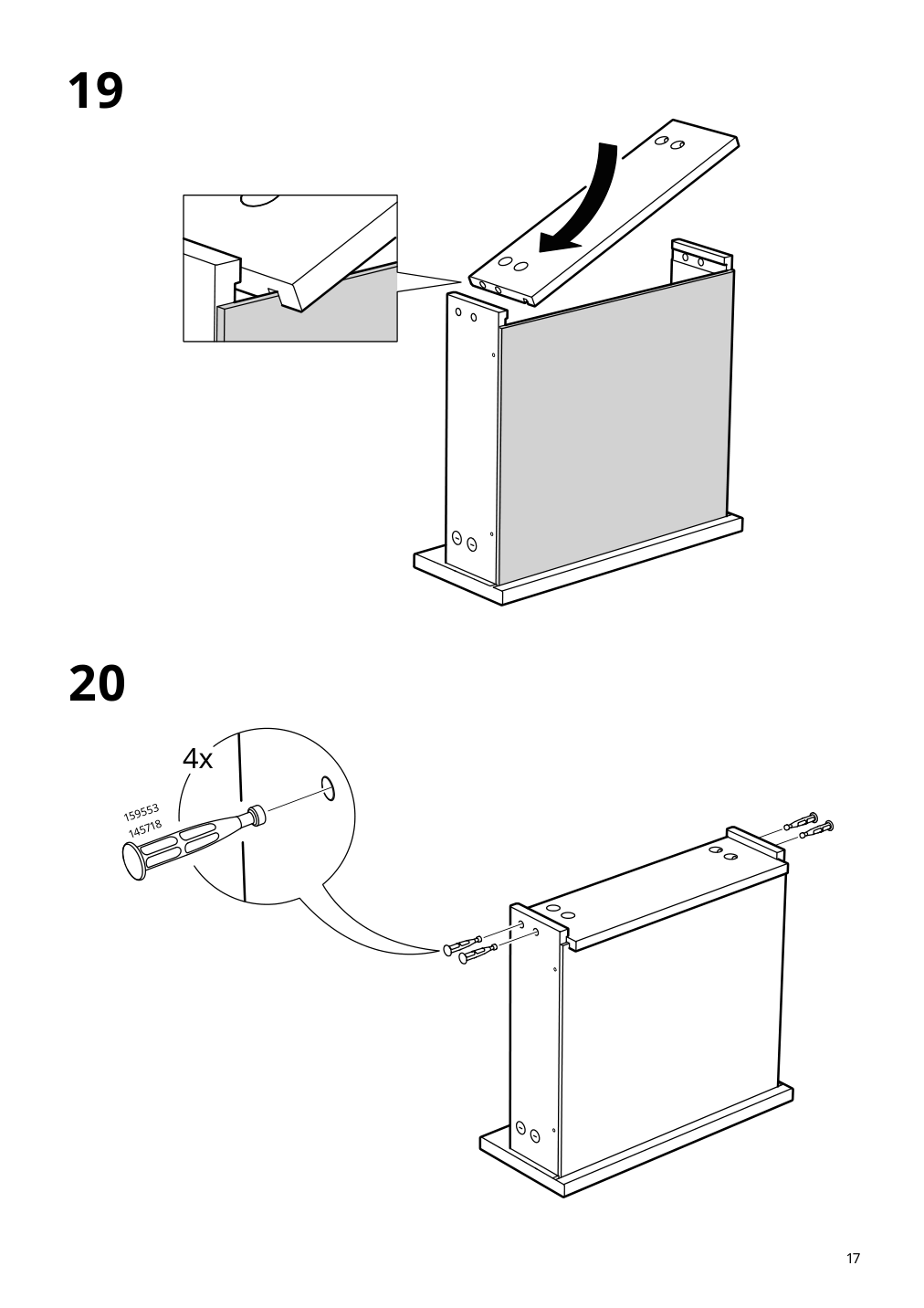 Assembly instructions for IKEA Hauga nightstand gray | Page 17 - IKEA HAUGA bedroom furniture, set of 2 694.845.09