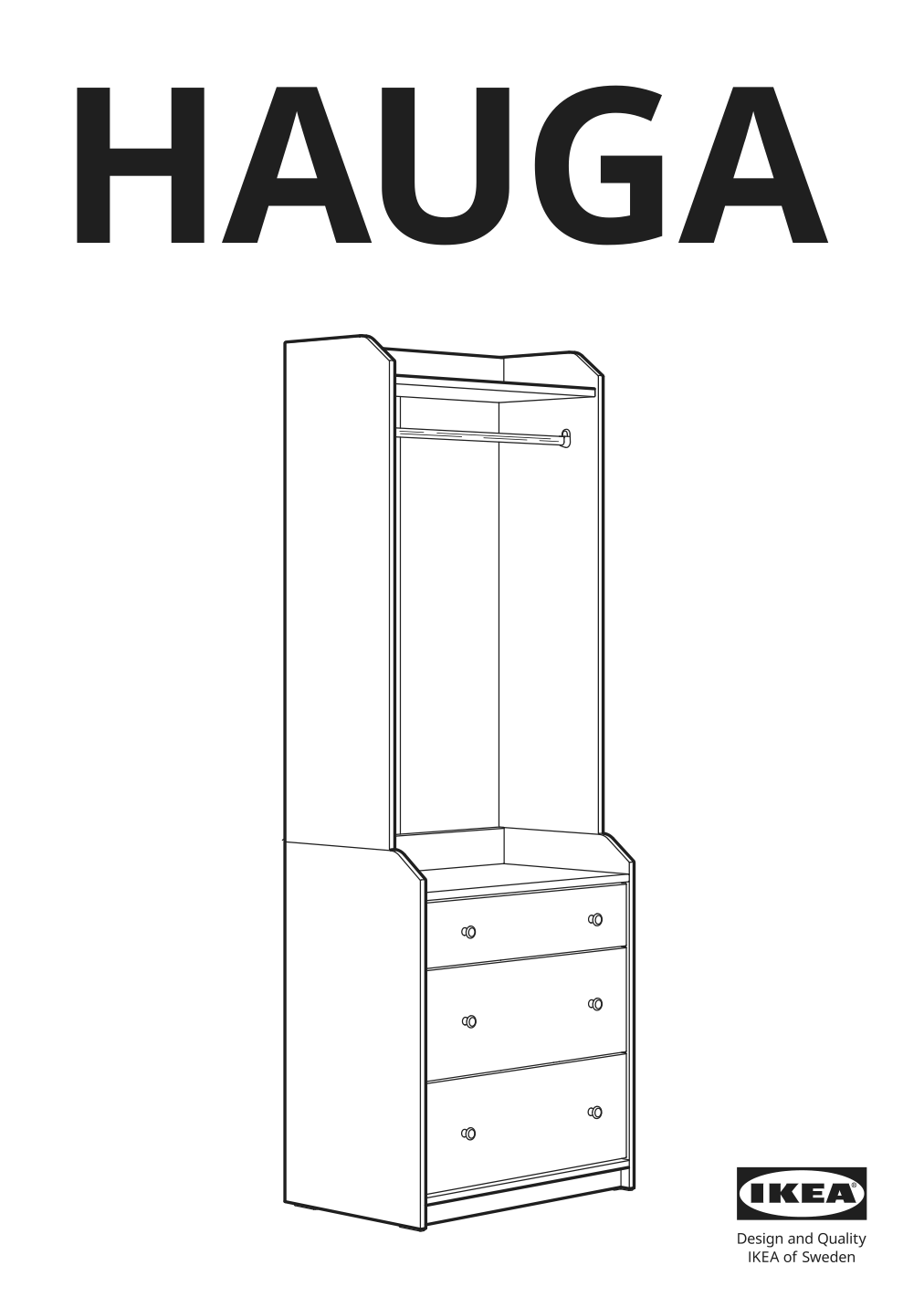 Assembly instructions for IKEA Hauga open wardrobe with 3 drawers gray | Page 1 - IKEA HAUGA storage combination 293.886.37