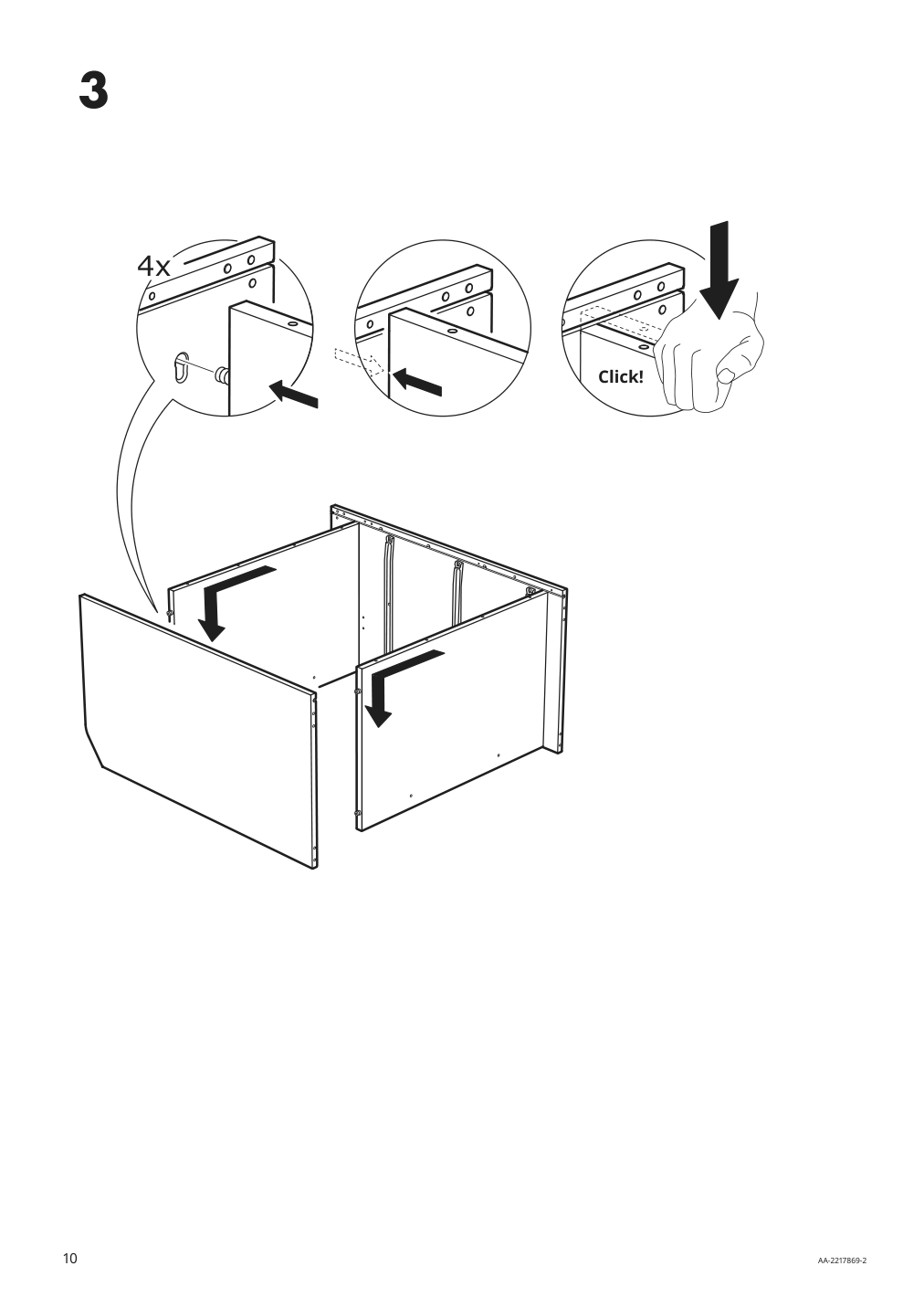 Assembly instructions for IKEA Hauga open wardrobe with 3 drawers gray | Page 10 - IKEA HAUGA storage combination 293.886.37