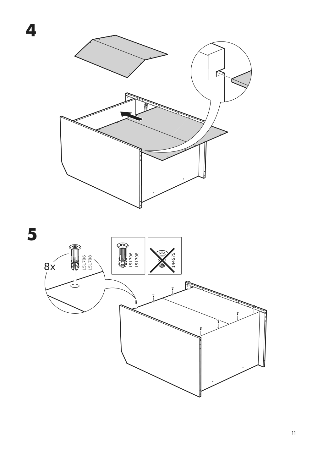 Assembly instructions for IKEA Hauga open wardrobe with 3 drawers gray | Page 11 - IKEA HAUGA storage combination 693.886.35