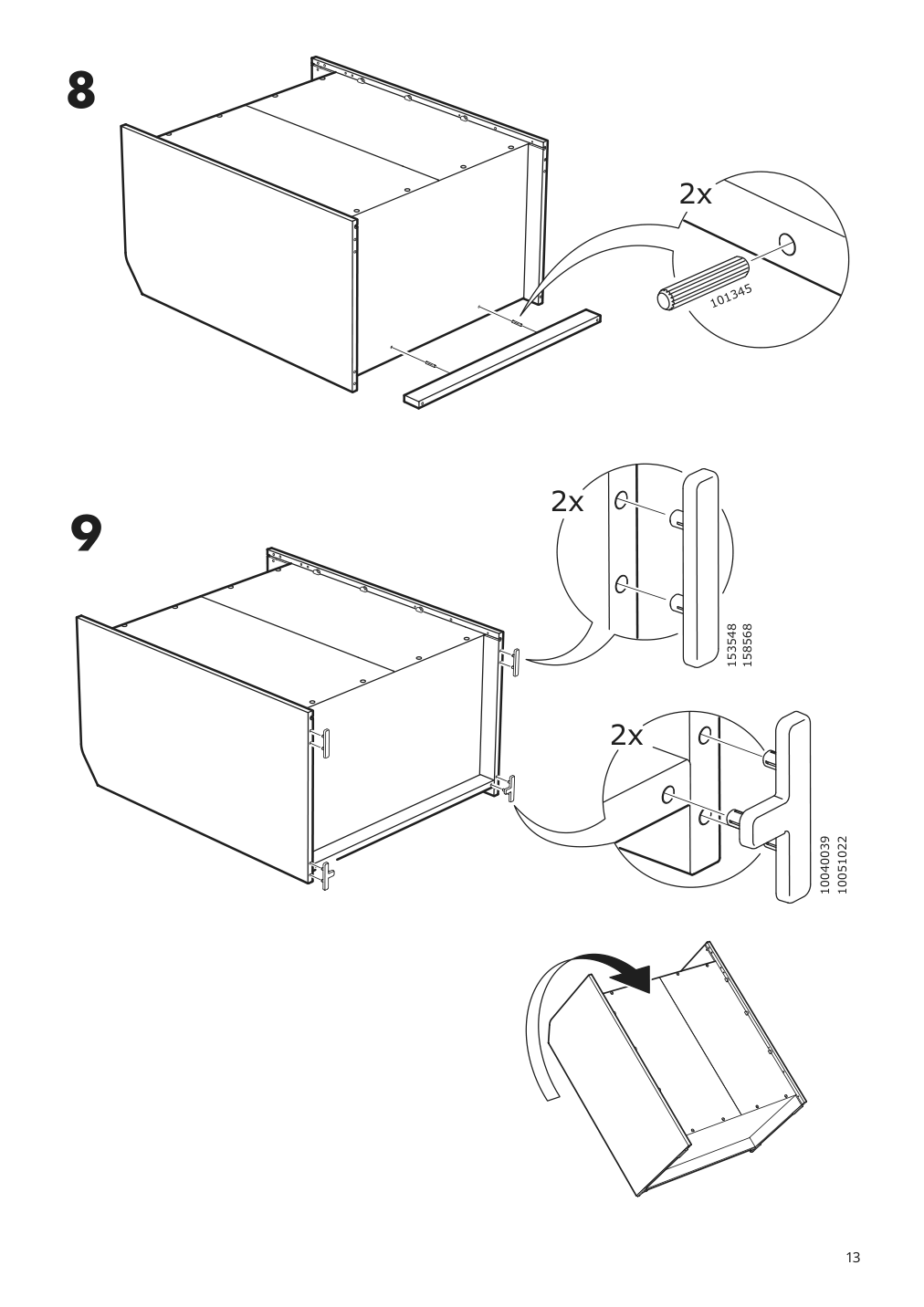 Assembly instructions for IKEA Hauga open wardrobe with 3 drawers gray | Page 13 - IKEA HAUGA storage combination 293.886.37