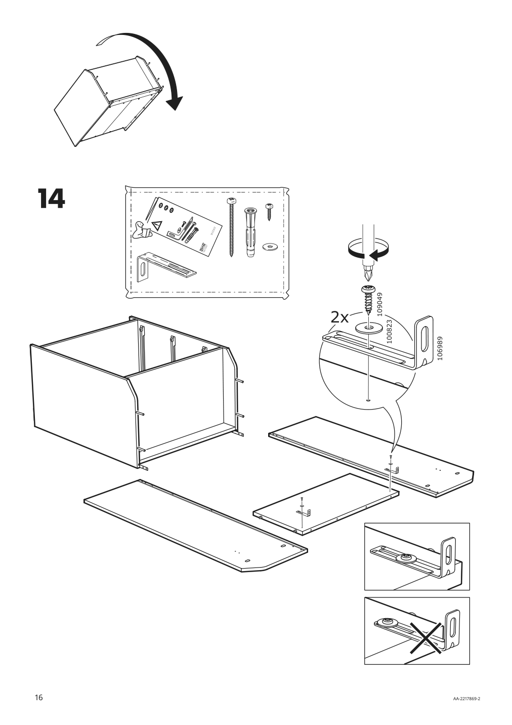 Assembly instructions for IKEA Hauga open wardrobe with 3 drawers gray | Page 16 - IKEA HAUGA storage combination 693.886.35