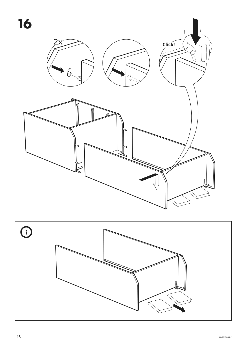 Assembly instructions for IKEA Hauga open wardrobe with 3 drawers gray | Page 18 - IKEA HAUGA storage combination 693.886.35