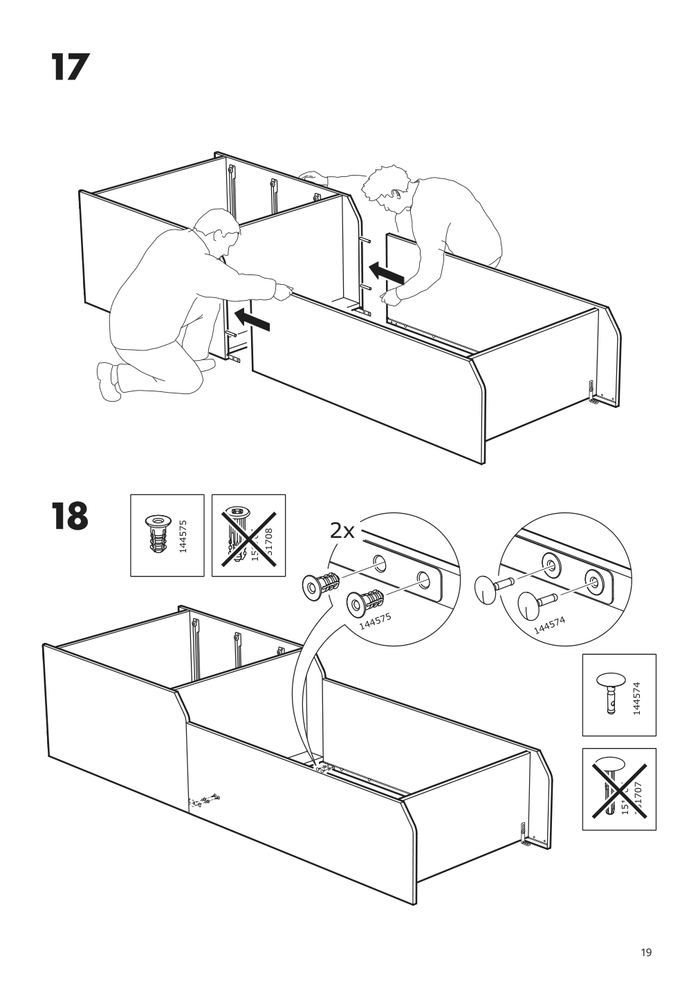 Assembly instructions for IKEA Hauga open wardrobe with 3 drawers gray | Page 19 - IKEA HAUGA storage combination 693.886.35