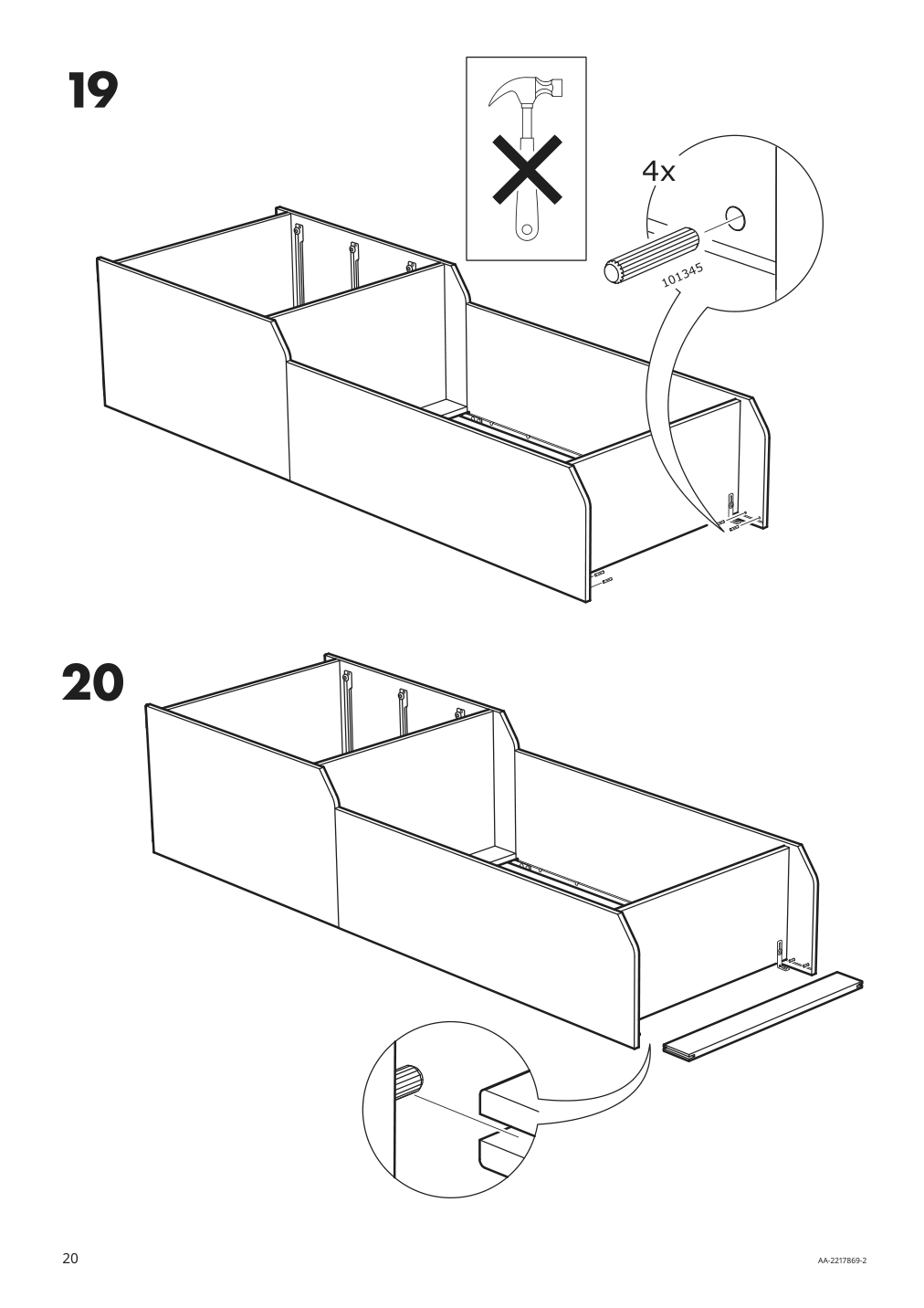 Assembly instructions for IKEA Hauga open wardrobe with 3 drawers gray | Page 20 - IKEA HAUGA storage combination 693.886.35