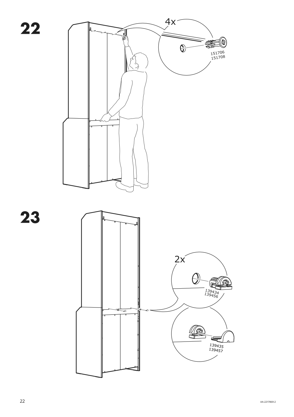 Assembly instructions for IKEA Hauga open wardrobe with 3 drawers gray | Page 22 - IKEA HAUGA storage combination 693.886.35