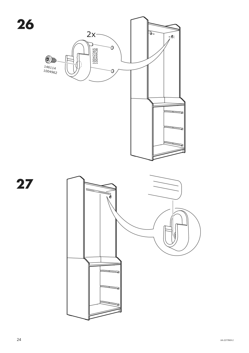 Assembly instructions for IKEA Hauga open wardrobe with 3 drawers gray | Page 24 - IKEA HAUGA storage combination 293.886.37