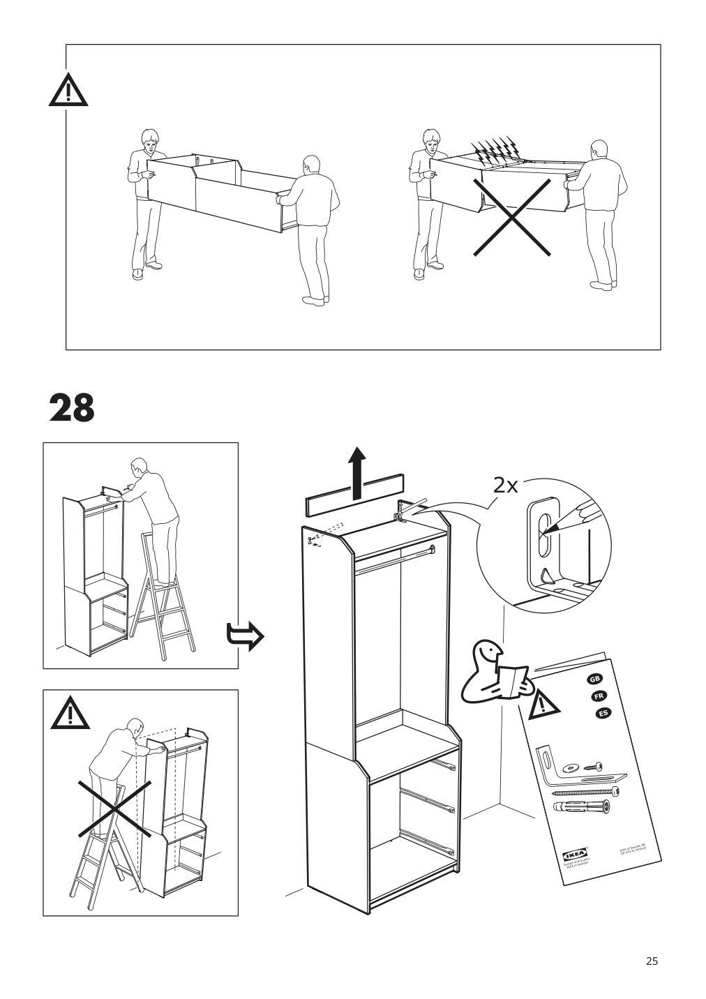 Assembly instructions for IKEA Hauga open wardrobe with 3 drawers gray | Page 25 - IKEA HAUGA storage combination 693.886.35