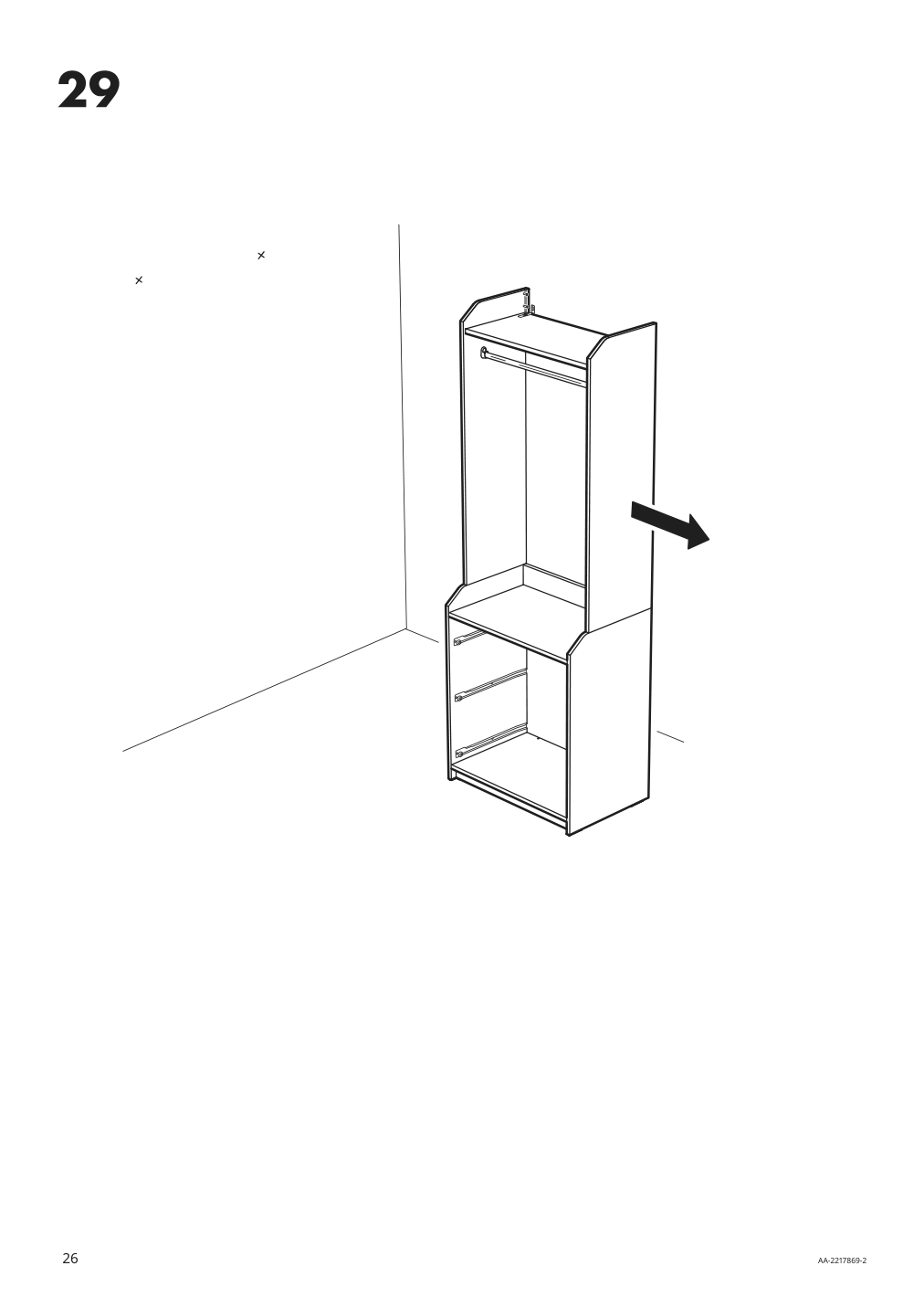 Assembly instructions for IKEA Hauga open wardrobe with 3 drawers gray | Page 26 - IKEA HAUGA storage combination 293.886.37