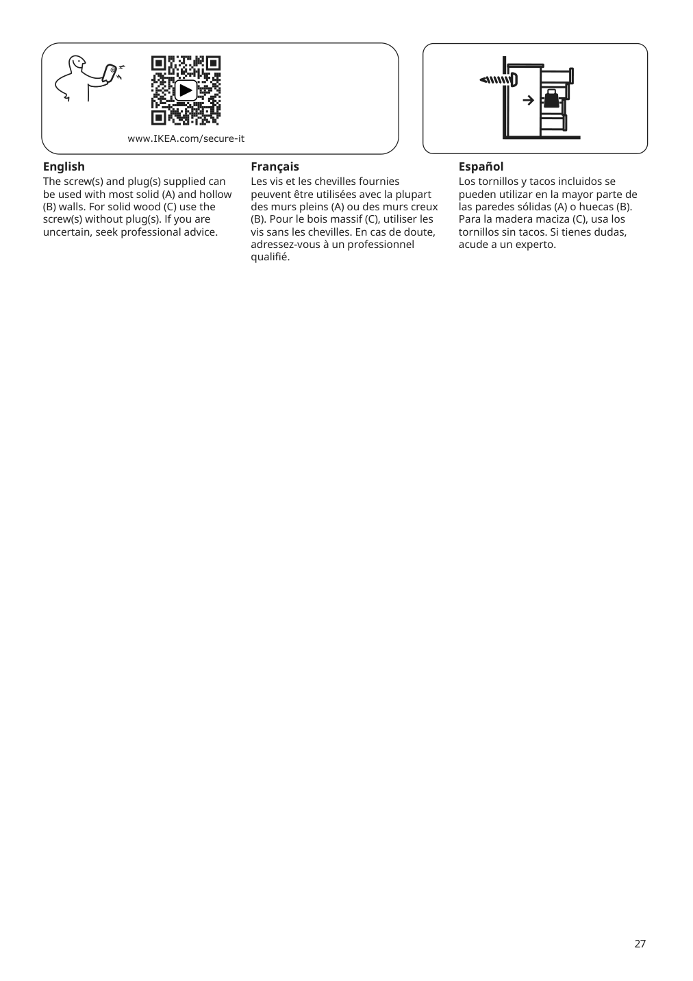 Assembly instructions for IKEA Hauga open wardrobe with 3 drawers gray | Page 27 - IKEA HAUGA storage combination 693.886.35