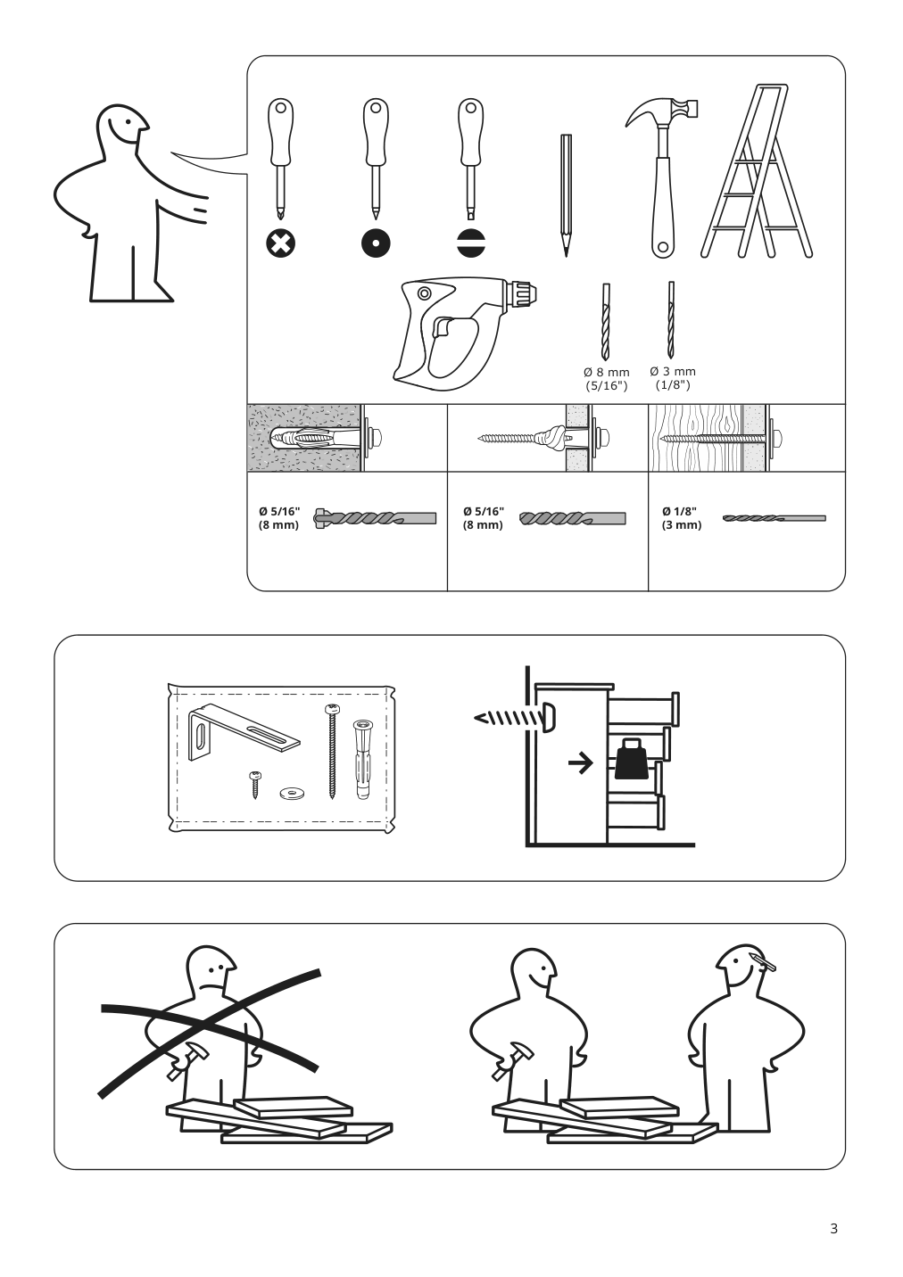 Assembly instructions for IKEA Hauga open wardrobe with 3 drawers gray | Page 3 - IKEA HAUGA storage combination 293.886.37