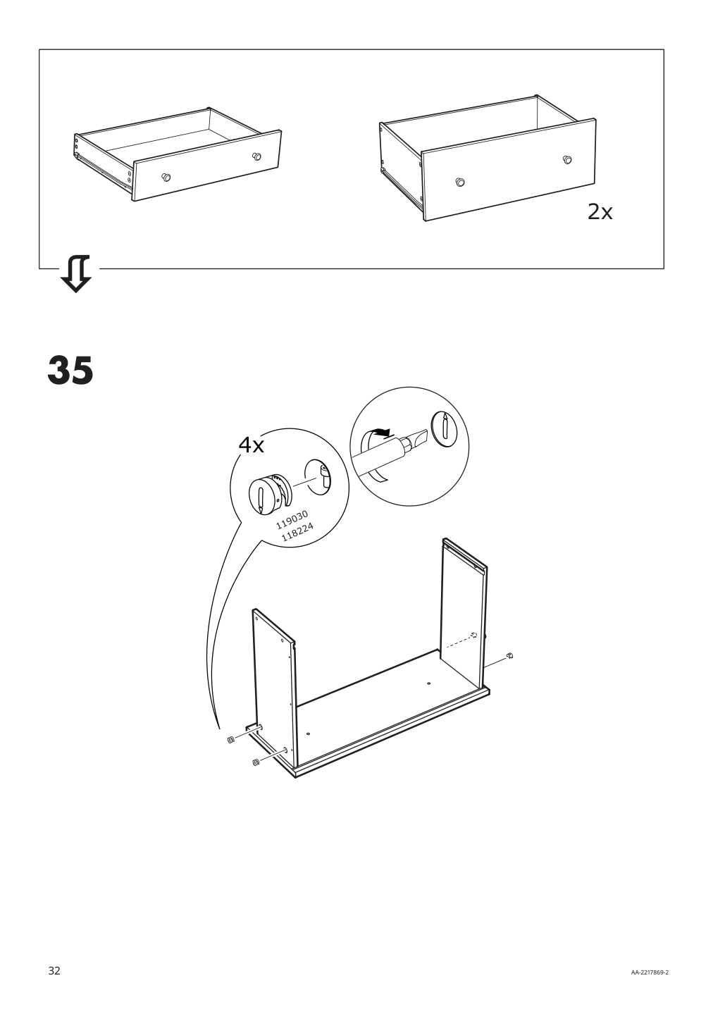 Assembly instructions for IKEA Hauga open wardrobe with 3 drawers gray | Page 32 - IKEA HAUGA storage combination 693.886.35