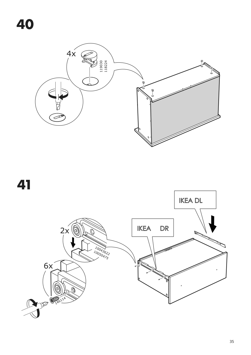 Assembly instructions for IKEA Hauga open wardrobe with 3 drawers gray | Page 35 - IKEA HAUGA storage combination 293.886.37