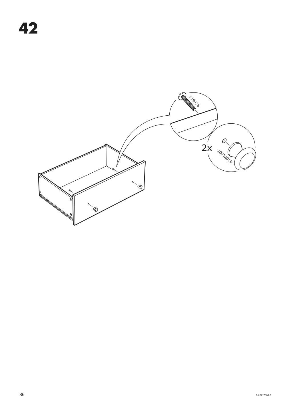 Assembly instructions for IKEA Hauga open wardrobe with 3 drawers gray | Page 36 - IKEA HAUGA storage combination 693.886.35