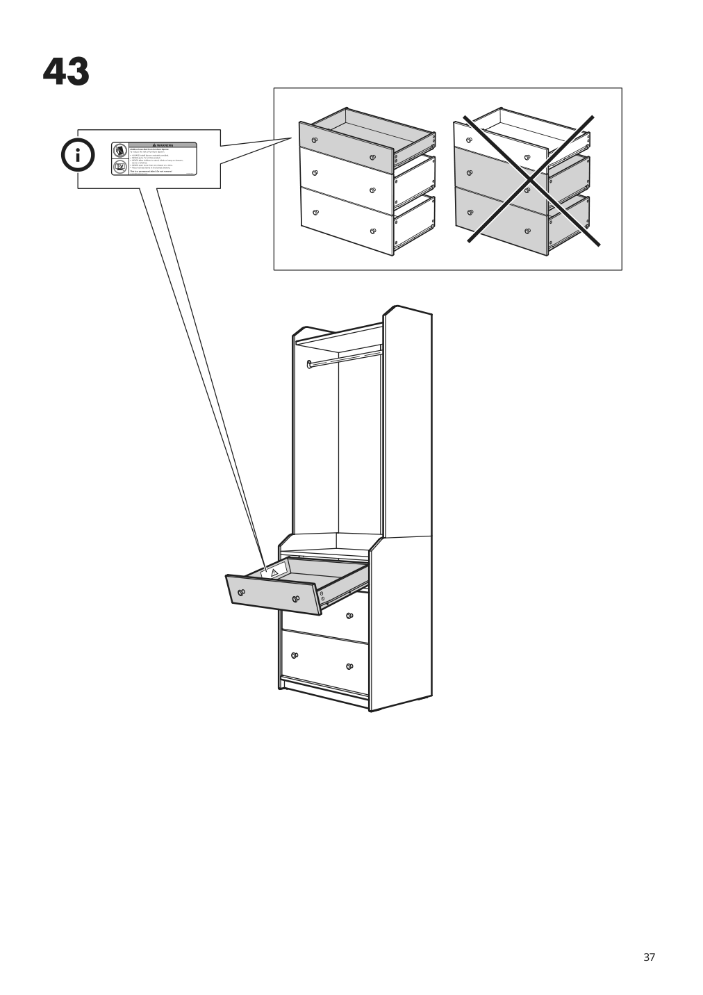 Assembly instructions for IKEA Hauga open wardrobe with 3 drawers gray | Page 37 - IKEA HAUGA storage combination 693.886.35