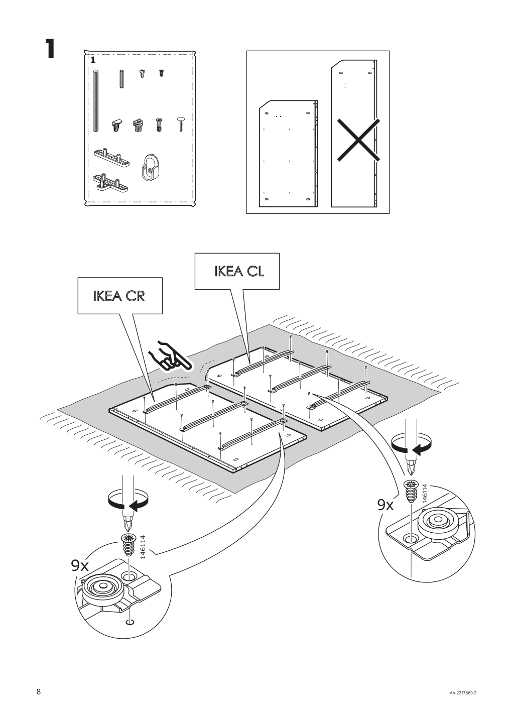 Assembly instructions for IKEA Hauga open wardrobe with 3 drawers gray | Page 8 - IKEA HAUGA storage combination 293.886.37