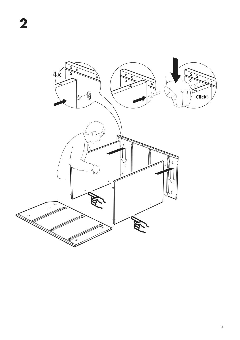 Assembly instructions for IKEA Hauga open wardrobe with 3 drawers gray | Page 9 - IKEA HAUGA storage combination 293.886.37