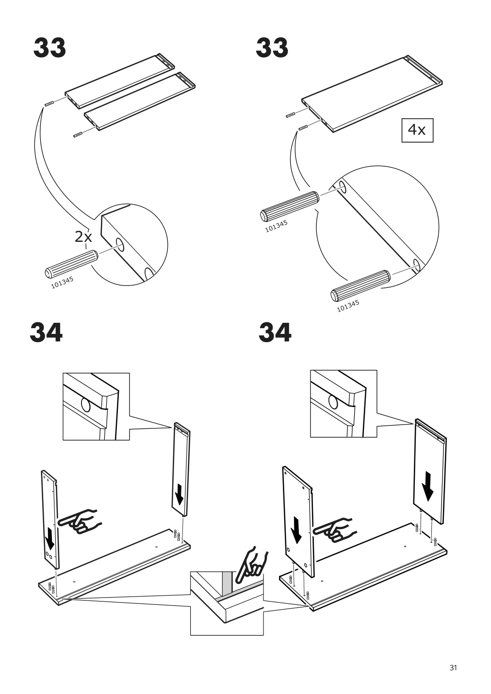 Assembly instructions for IKEA Hauga open wardrobe with 3 drawers white | Page 31 - IKEA HAUGA storage combination 093.886.38