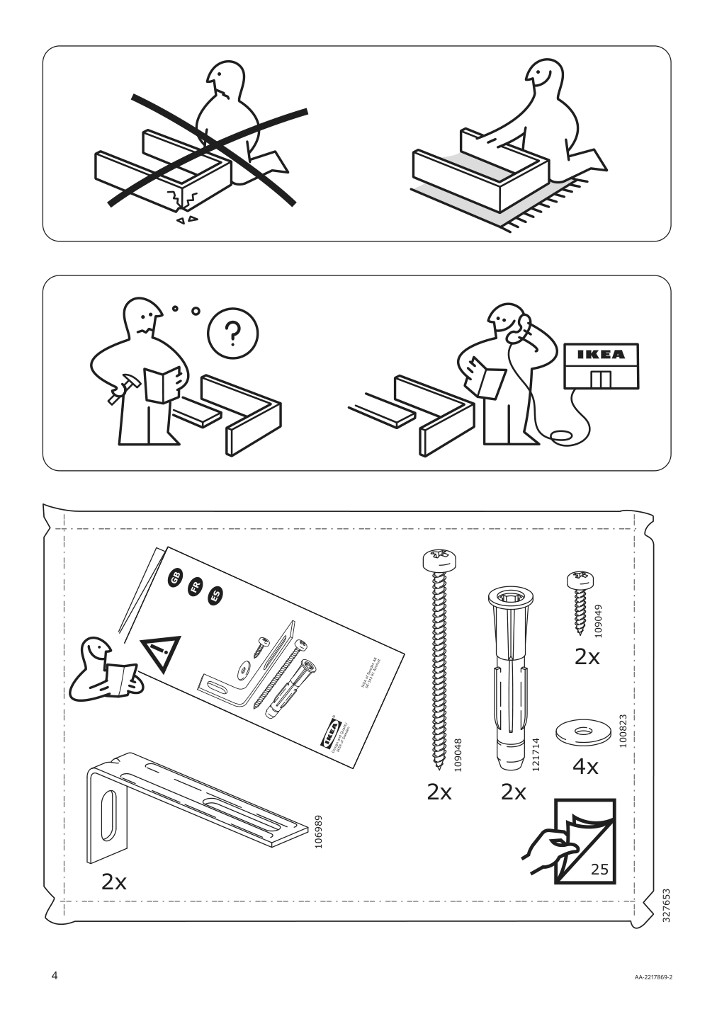 Assembly instructions for IKEA Hauga open wardrobe with 3 drawers white | Page 4 - IKEA HAUGA storage combination 093.886.38